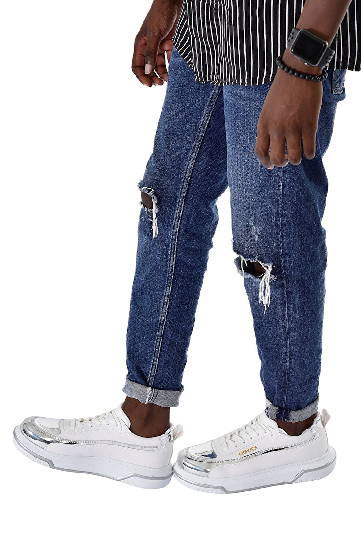 Pabucmarketi Bağcıklı Erkek Spor Ayakkabı Beyaz Gümüş