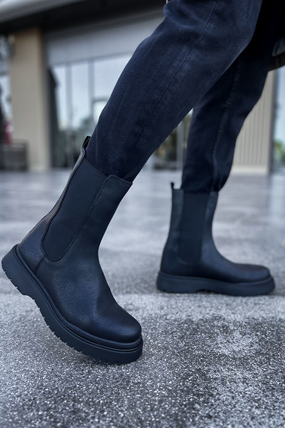 Pabucmarketi Lastikli Erkek Chelsea Bot Siyah