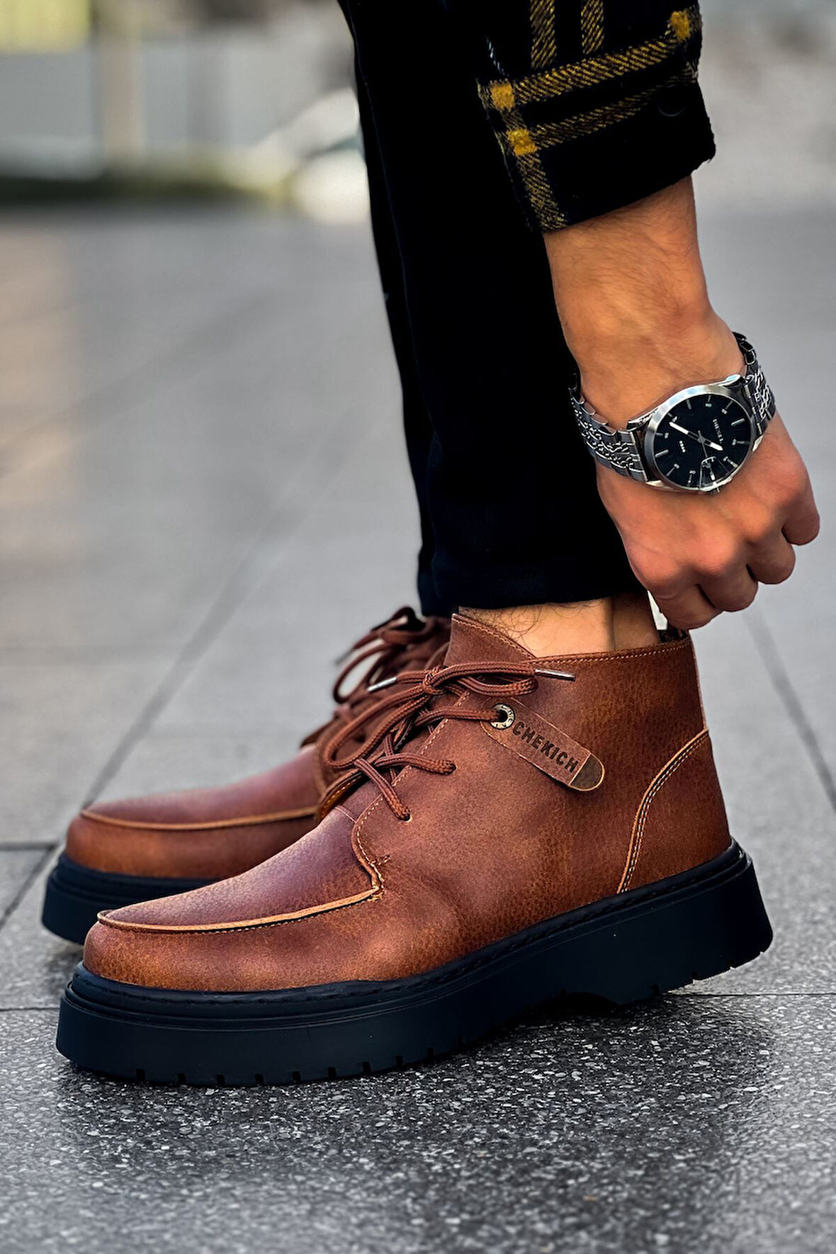 Pabucmarketi Bağcıklı Erkek Worker Bot Taba