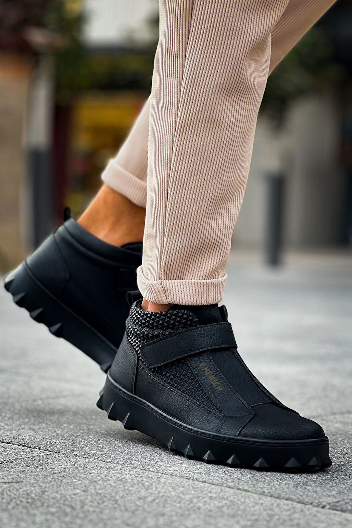 Pabucmarketi Cırtlı Erkek Sneaker Bot Siyah