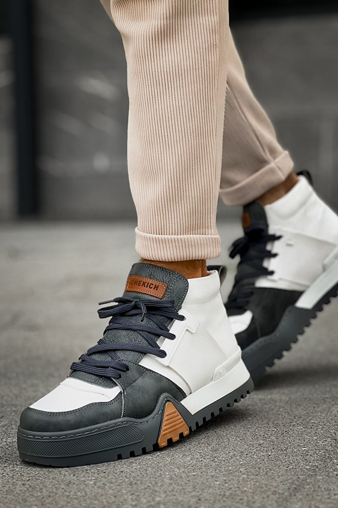 Pabucmarketi Bağcıklı Erkek Sneaker Bot Antrasit