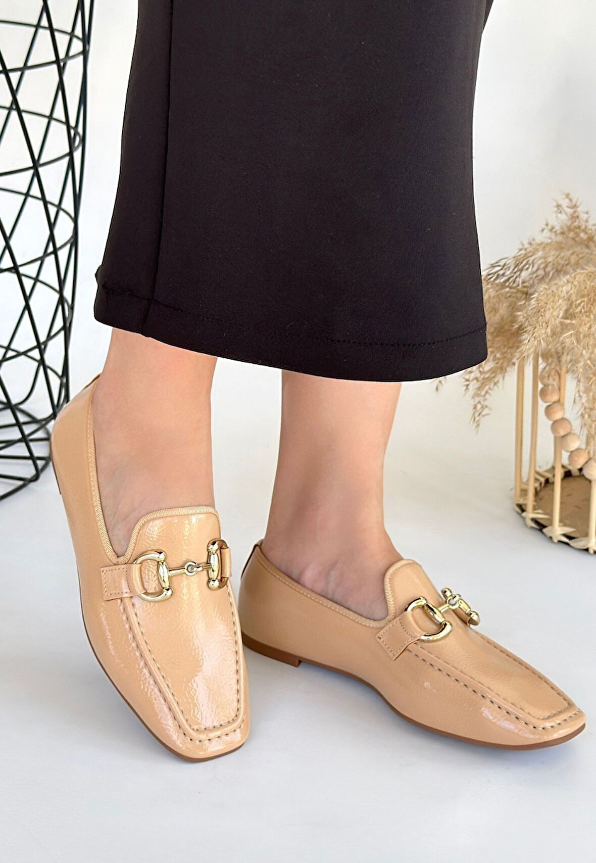 Pabucmarketi Nude Rugan Kadın Babet Ayakkabı