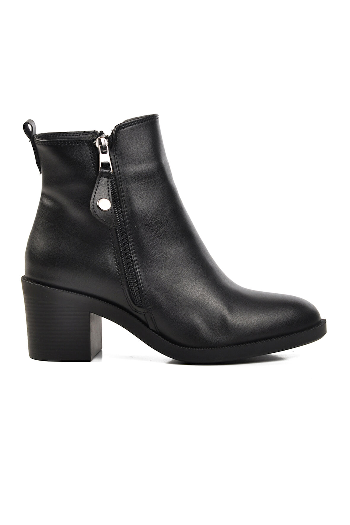 Aspor Siyah Cilt Kadın Topuklu Bot