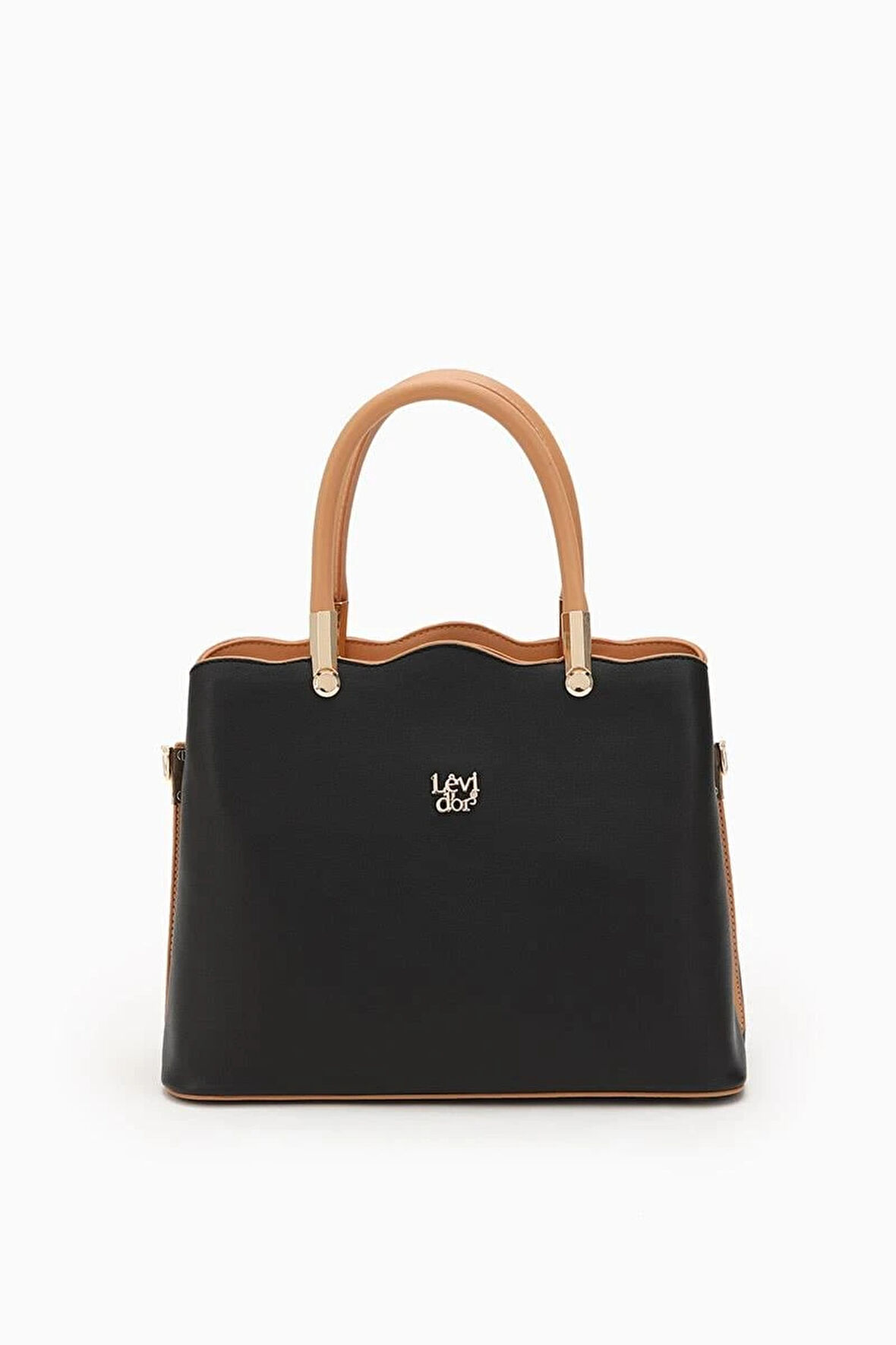 Levidor Siyah Camel Kadın El ve Omuz Çantası