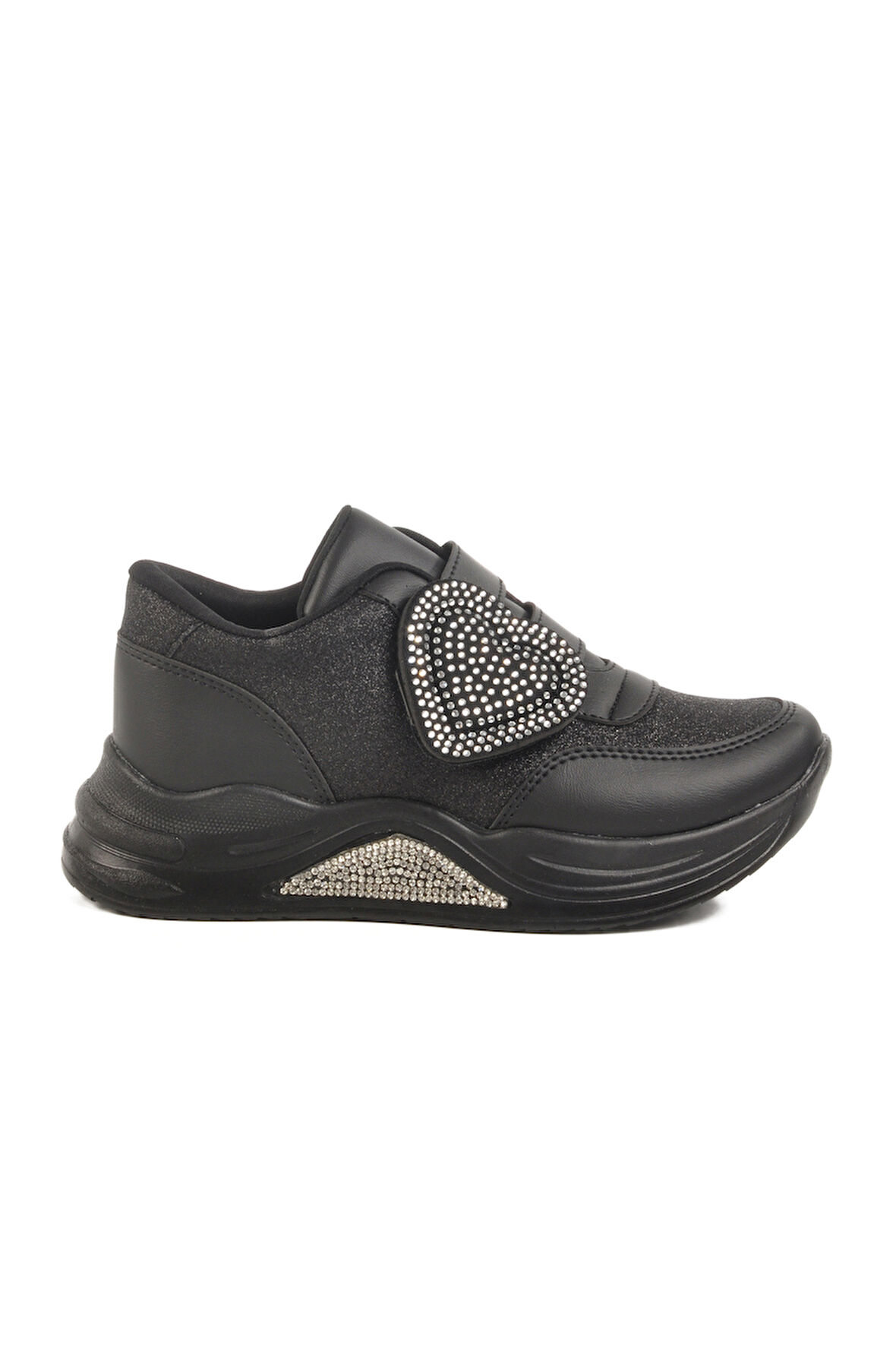 Aspor Siyah Simli Cırtlı Kız Çocuk Sneaker