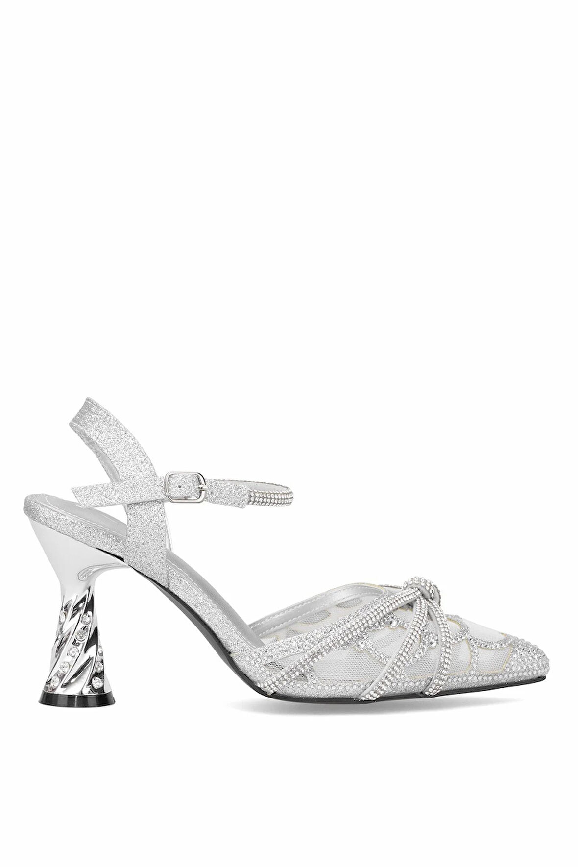 Guja Gümüş Taş İşlemeli Kadın Abiye Ayakkabı