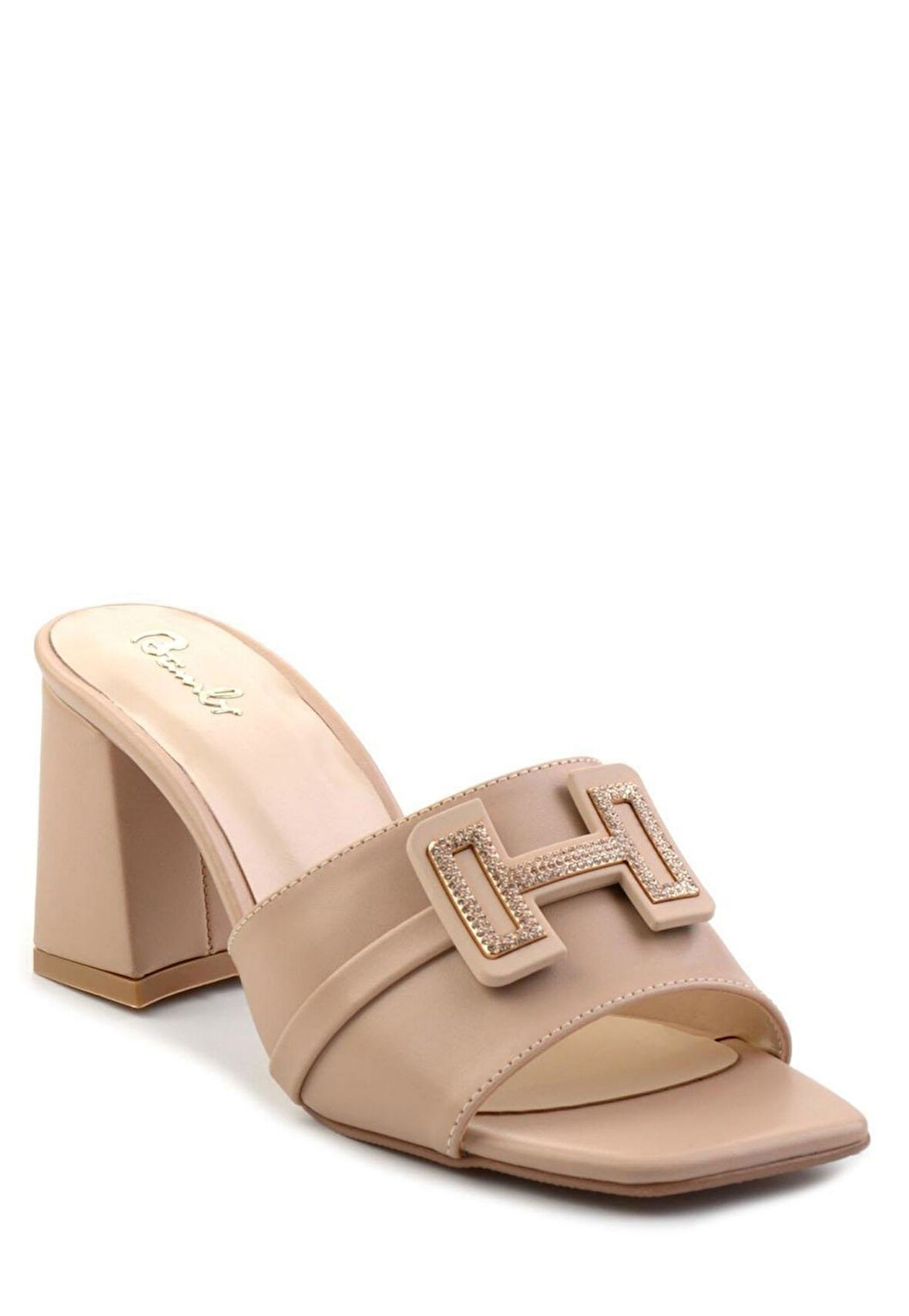 Pabucmarketi Bej Kadın Topuklu Terlik