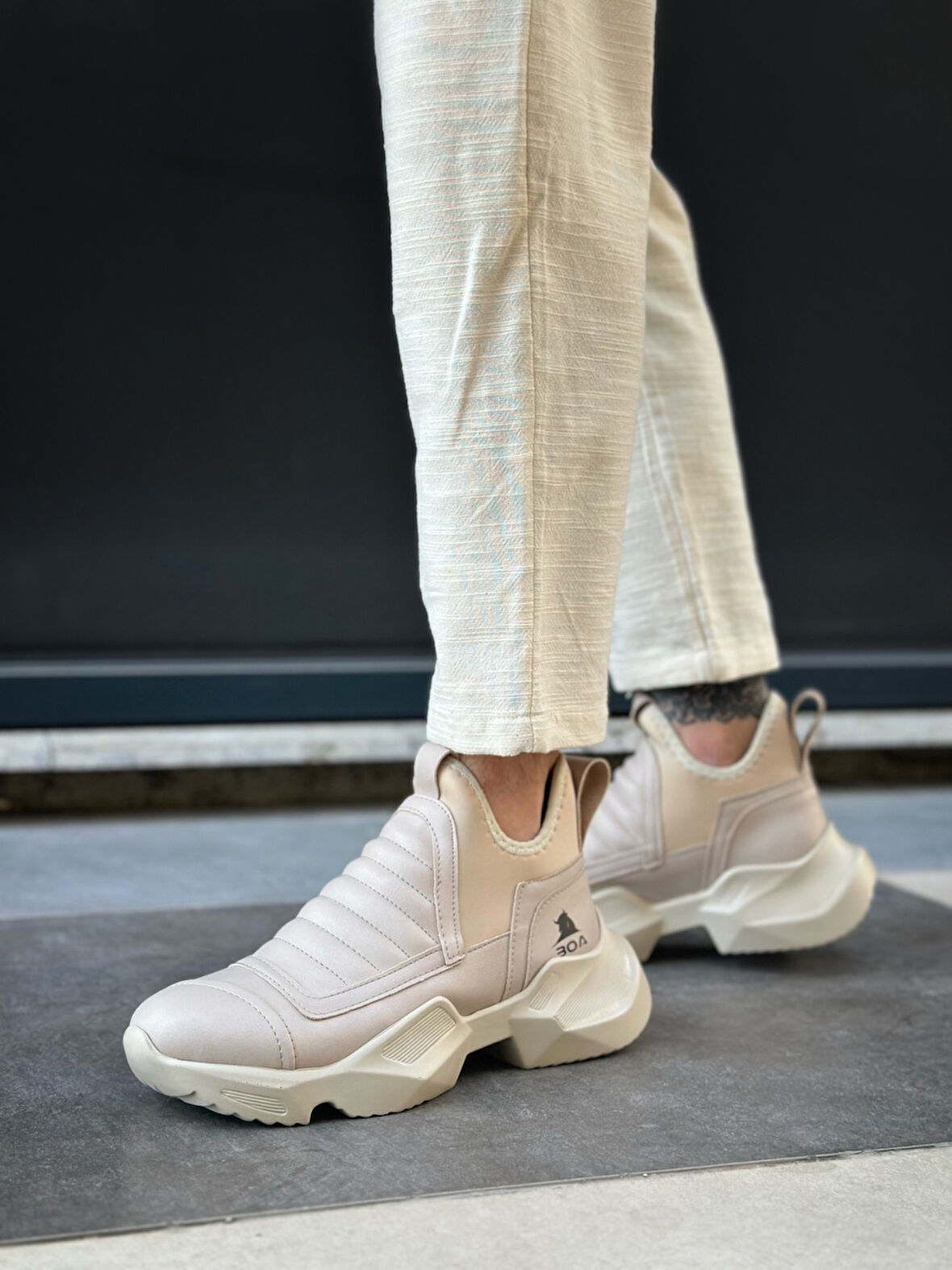 Pabucmarketi Bağcıksız Erkek Spor Bot KREM (KREM TABAN)