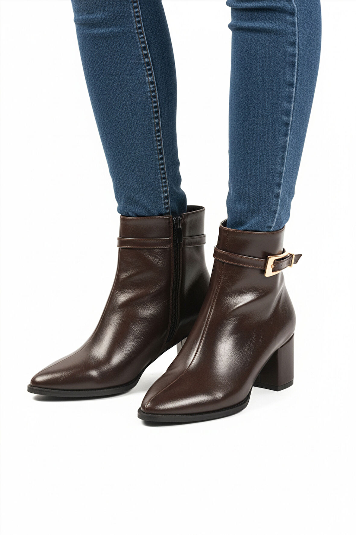 Aspor Kahve Dar Kalıp İçi Polarlı Kadın Topuklu Bot