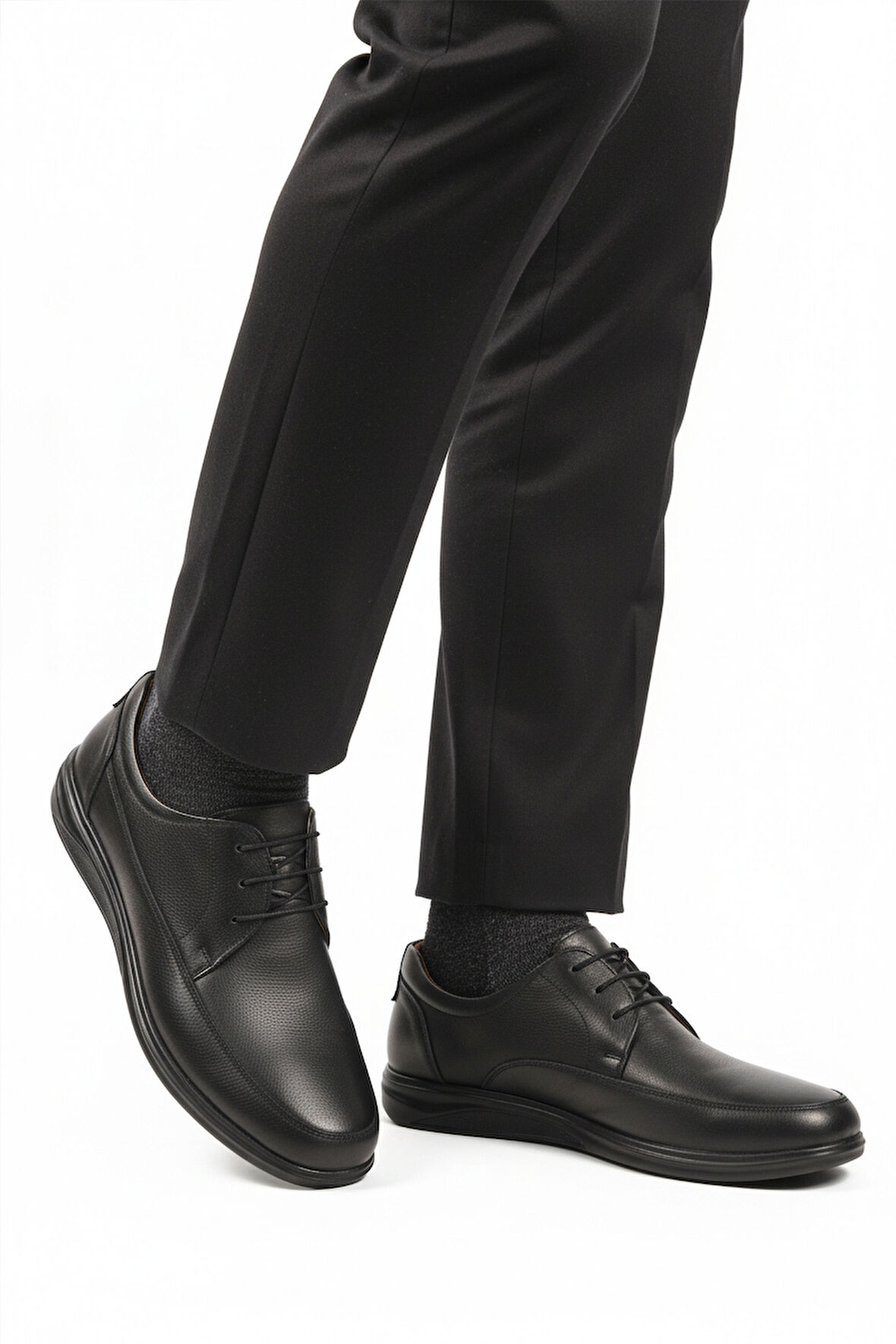 Aspor Siyah Hakiki Deri Bağcıklı Jel Taban Erkek Casual Ayakkabı