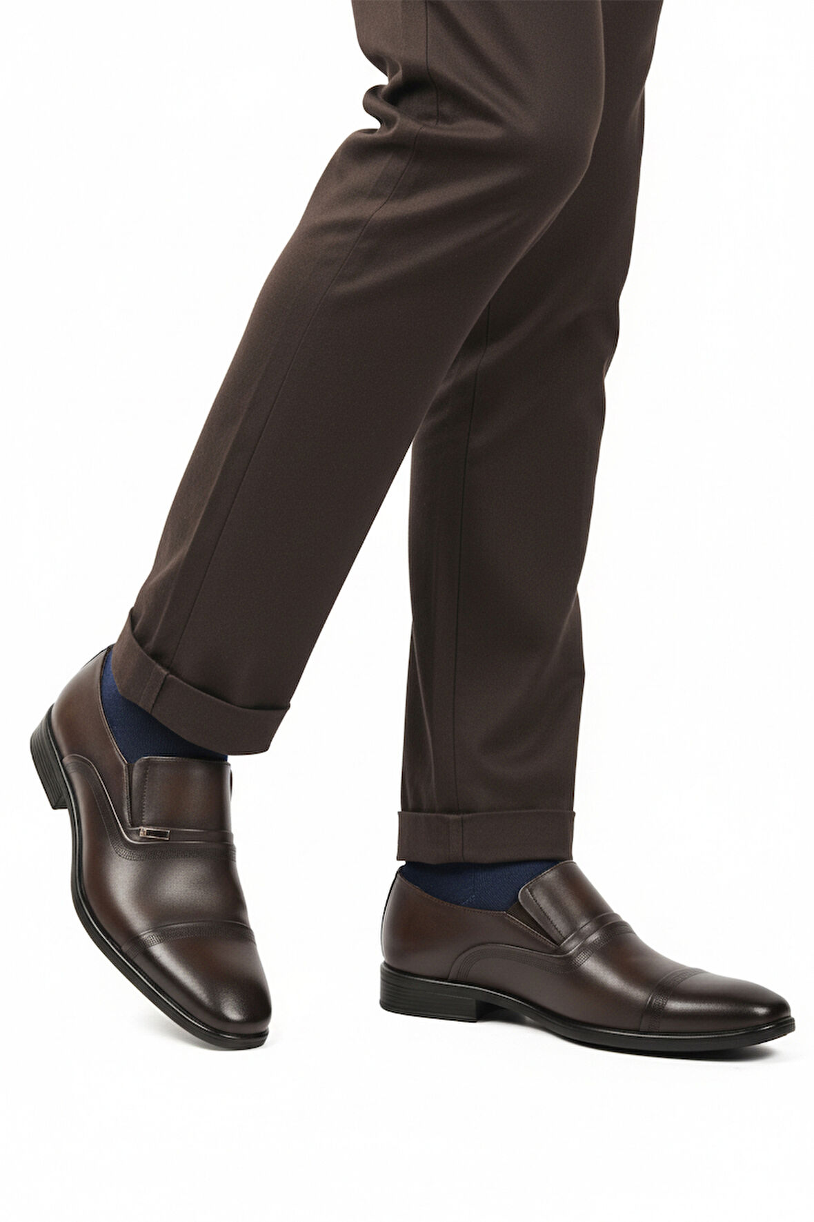 Aspor Kahve Hakiki Deri Bağcıksız Erkek Klasik Ayakkabı