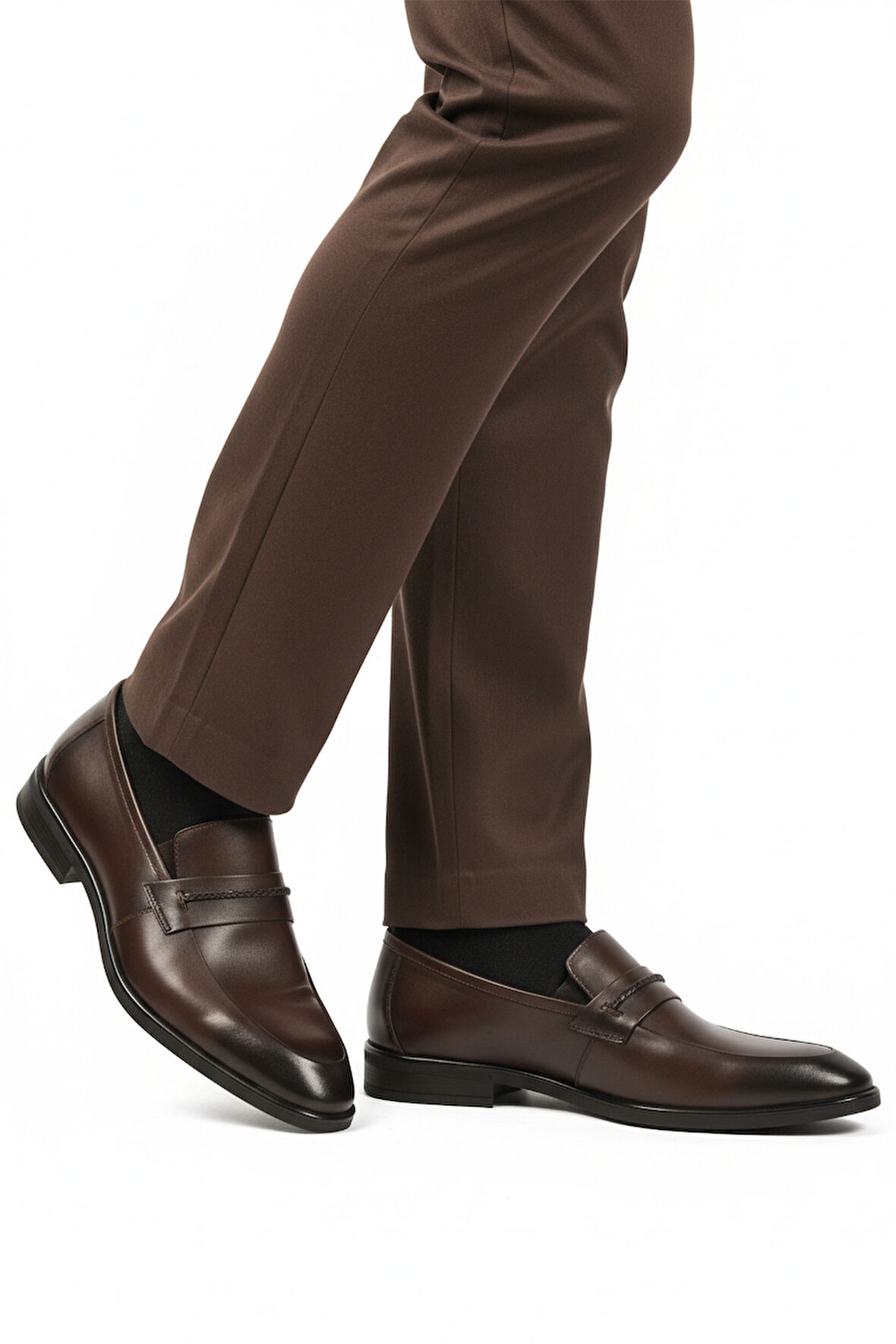 Aspor Kahve Hakiki Deri Bağcıksız Erkek Klasik Ayakkabı