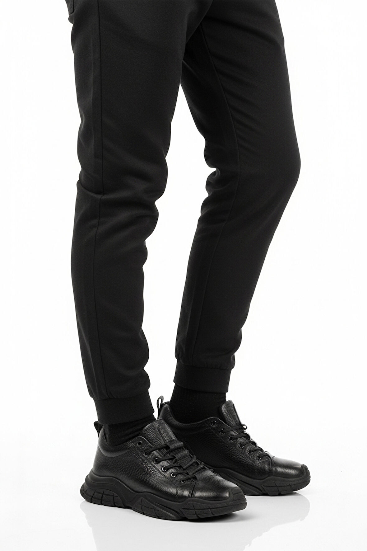 Bulldozer Siyah Floter Hakiki Deri Dar Kalıp Erkek Casual Ayakkabı