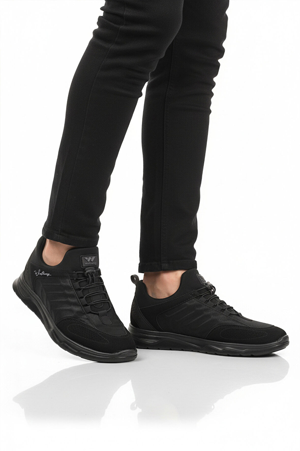 Walkway Siyah Lastik Bağcıklı Erkek Spor Ayakkabı