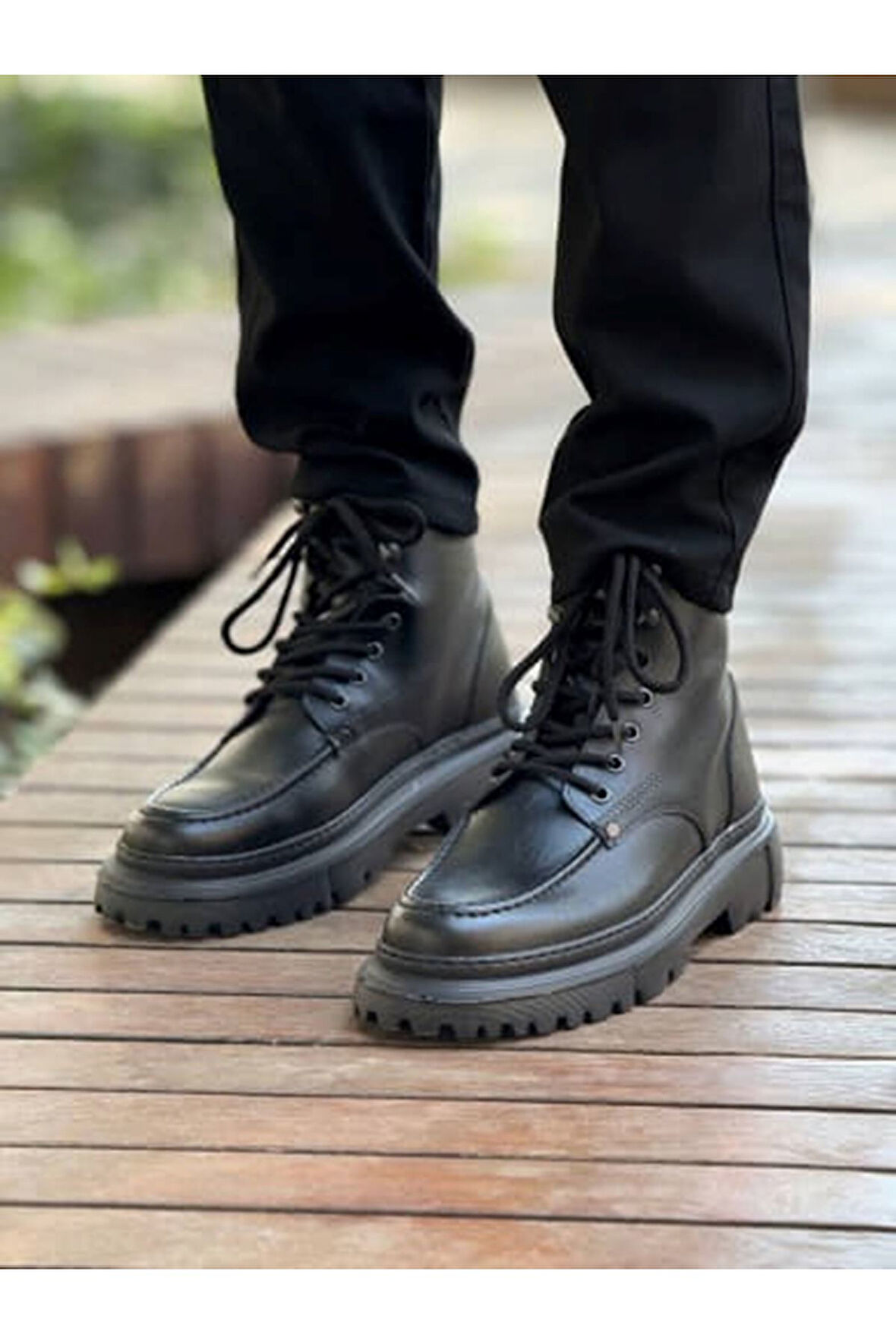 Pabucmarketi Bağcıklı Erkek Worker Bot Siyah