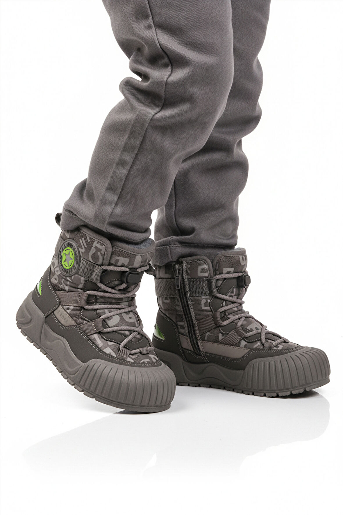 Marcokids Gri İçi Kürklü Erkek Çocuk Düz Bot