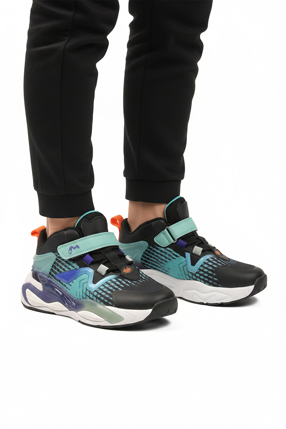 Marcokids Siyah Yeşil Cırtlı Erkek Çocuk Hi Sneaker