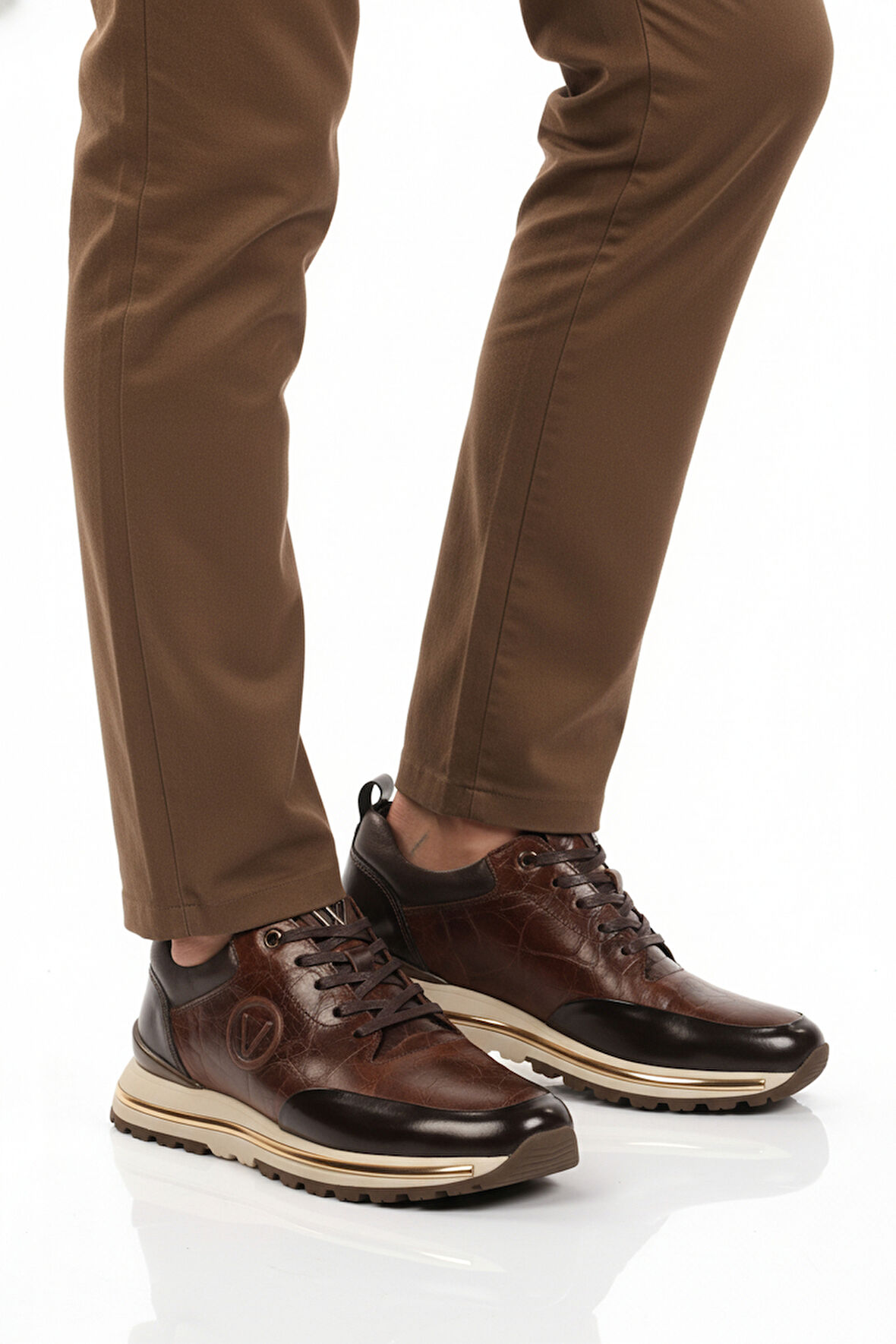 Voyager Kahve Hakiki Deri Bağcıklı Erkek Sneaker