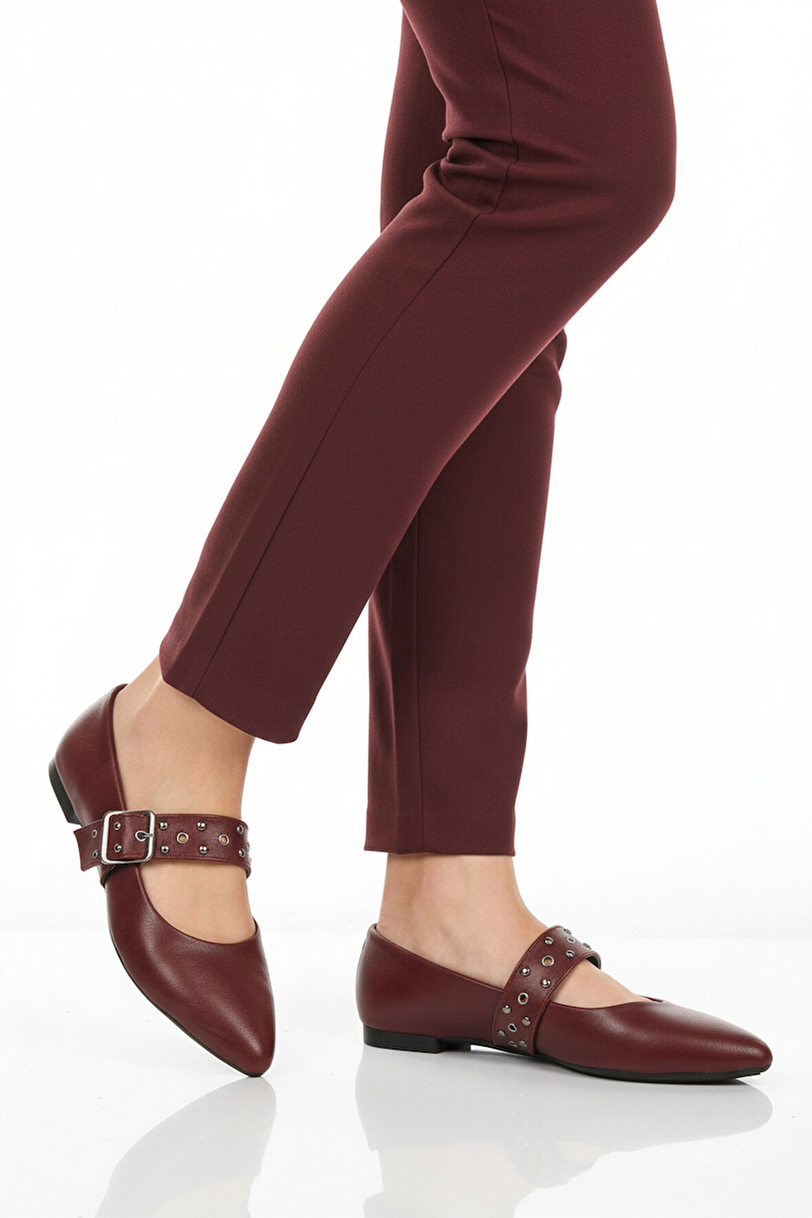 Aspor Bordo Kemerli Kadın Babet