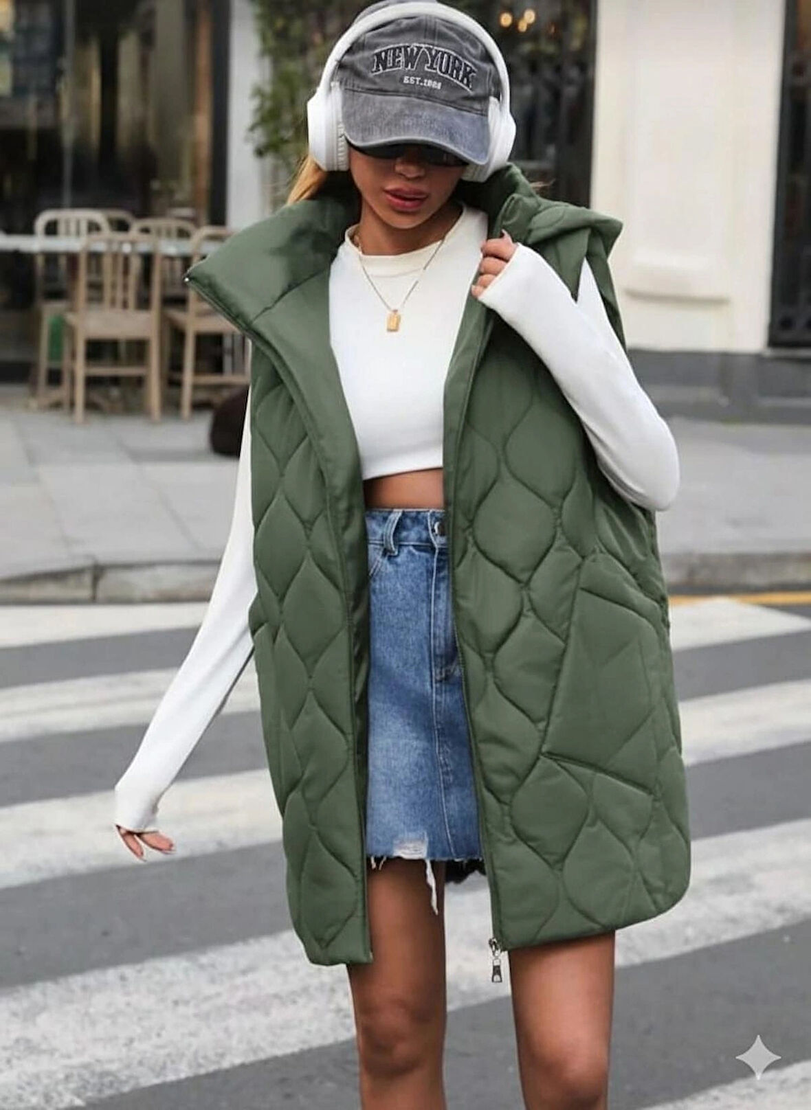 kapşonlı kapitone yelek