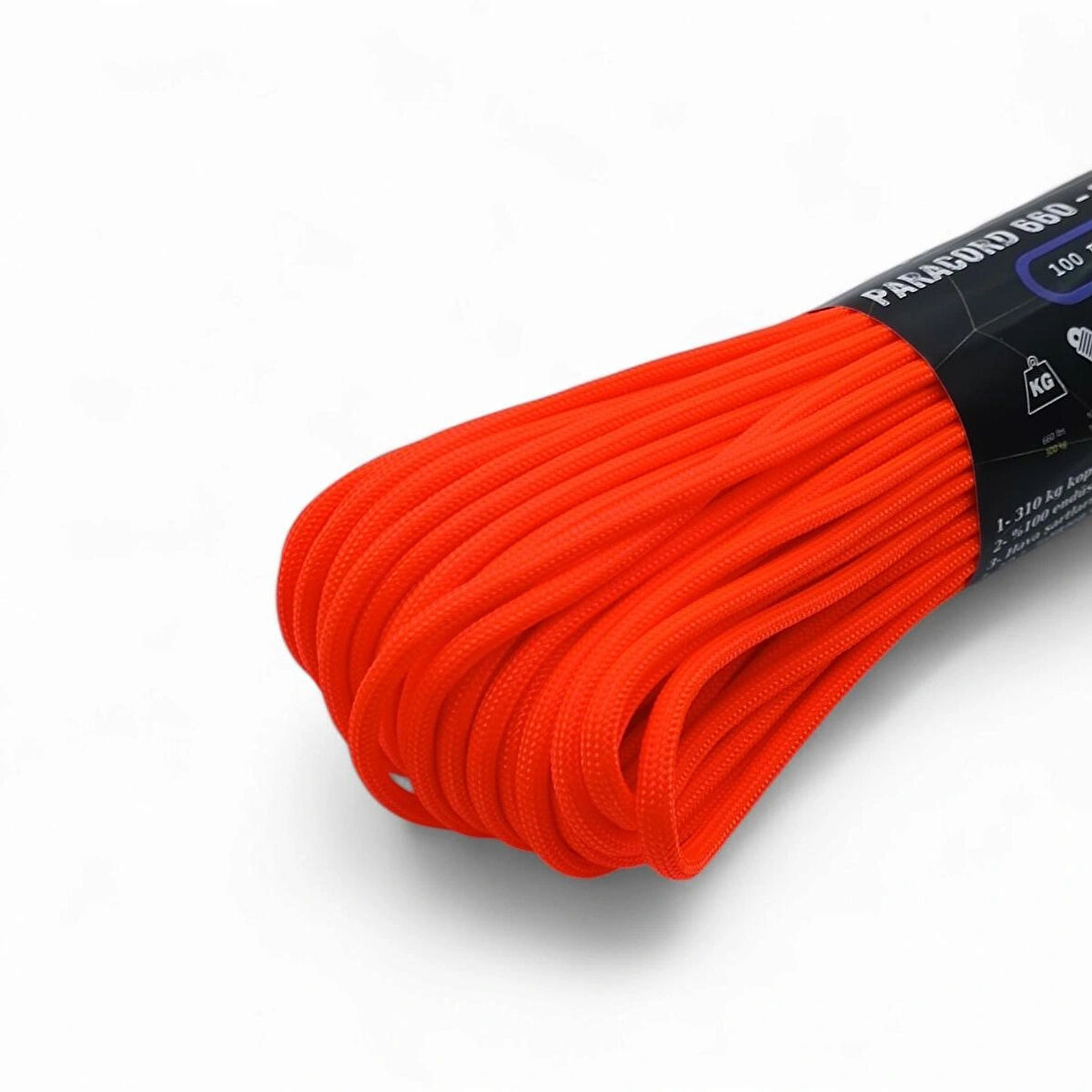 Polyester Paracord İp 4 mm Neon Turuncu Renk 30 Metre