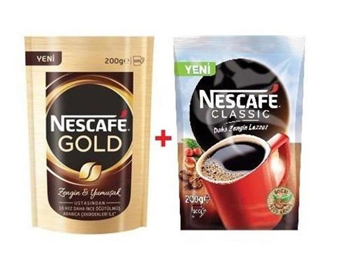 Nescafe Classic - 200 gr Paket + Gold 200 gr Paket