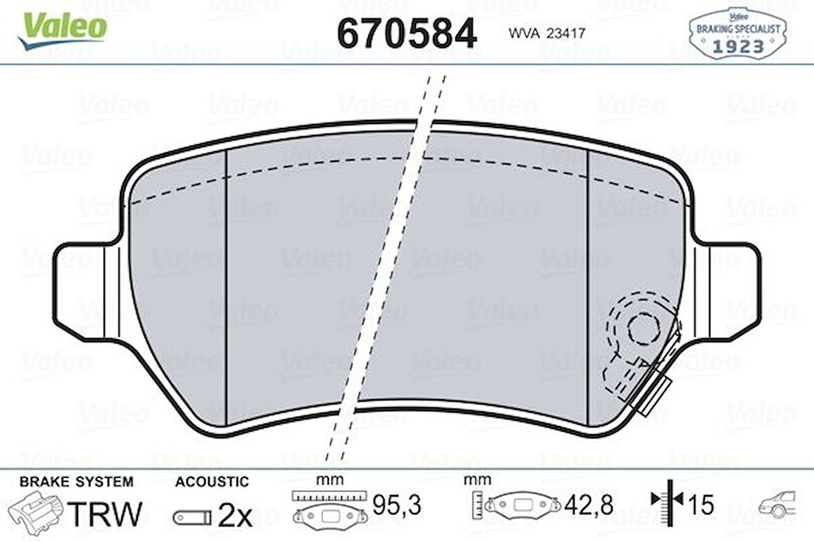 Opel Arka Fren Balatası Astra G 1,2i / 1,6i / 1,8i 16v 1,7dti / Astra H 1,6 / 1,7cdti 04> - Valeo 670584