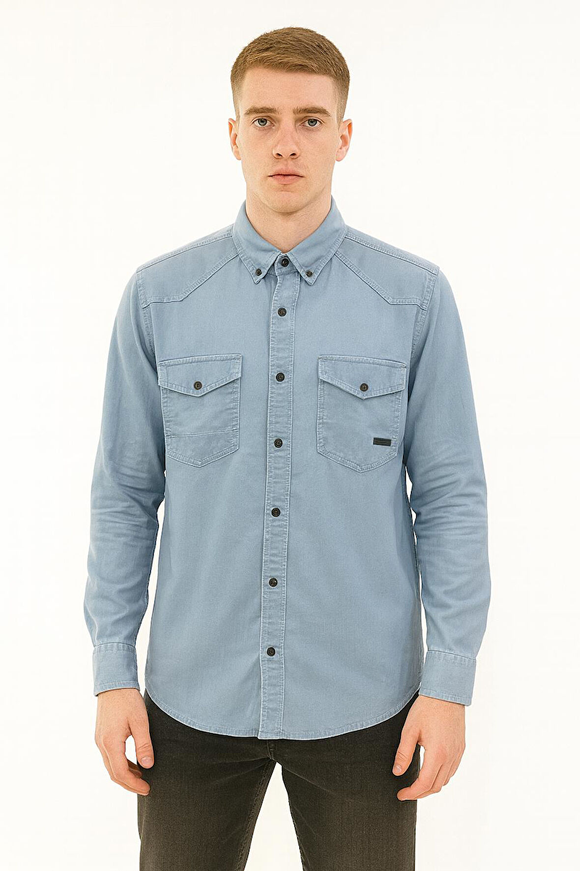 Yxc Uzun Kol Büyük Beden Erkek Kot Gömlek - 7393