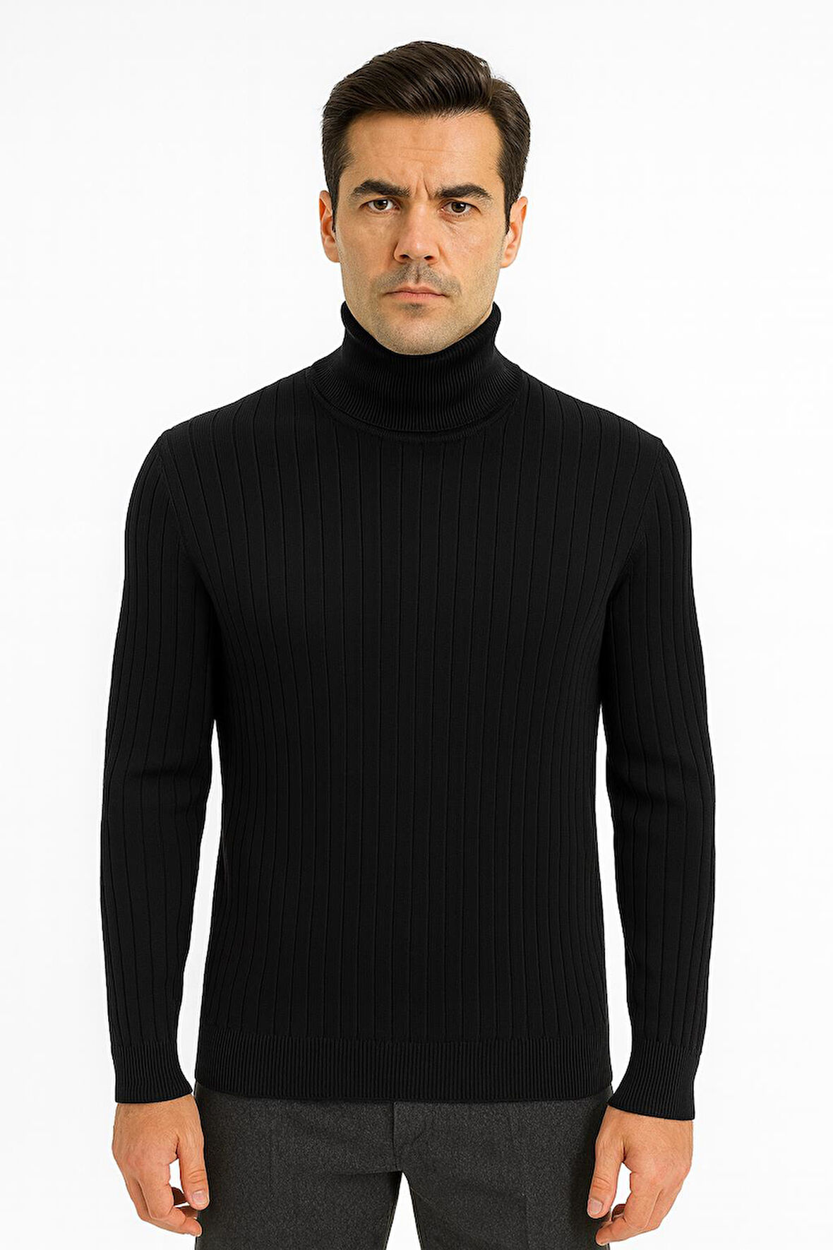 Huffa Desenli Erkek Slim Fit Boğazlı Erkek Triko-7431