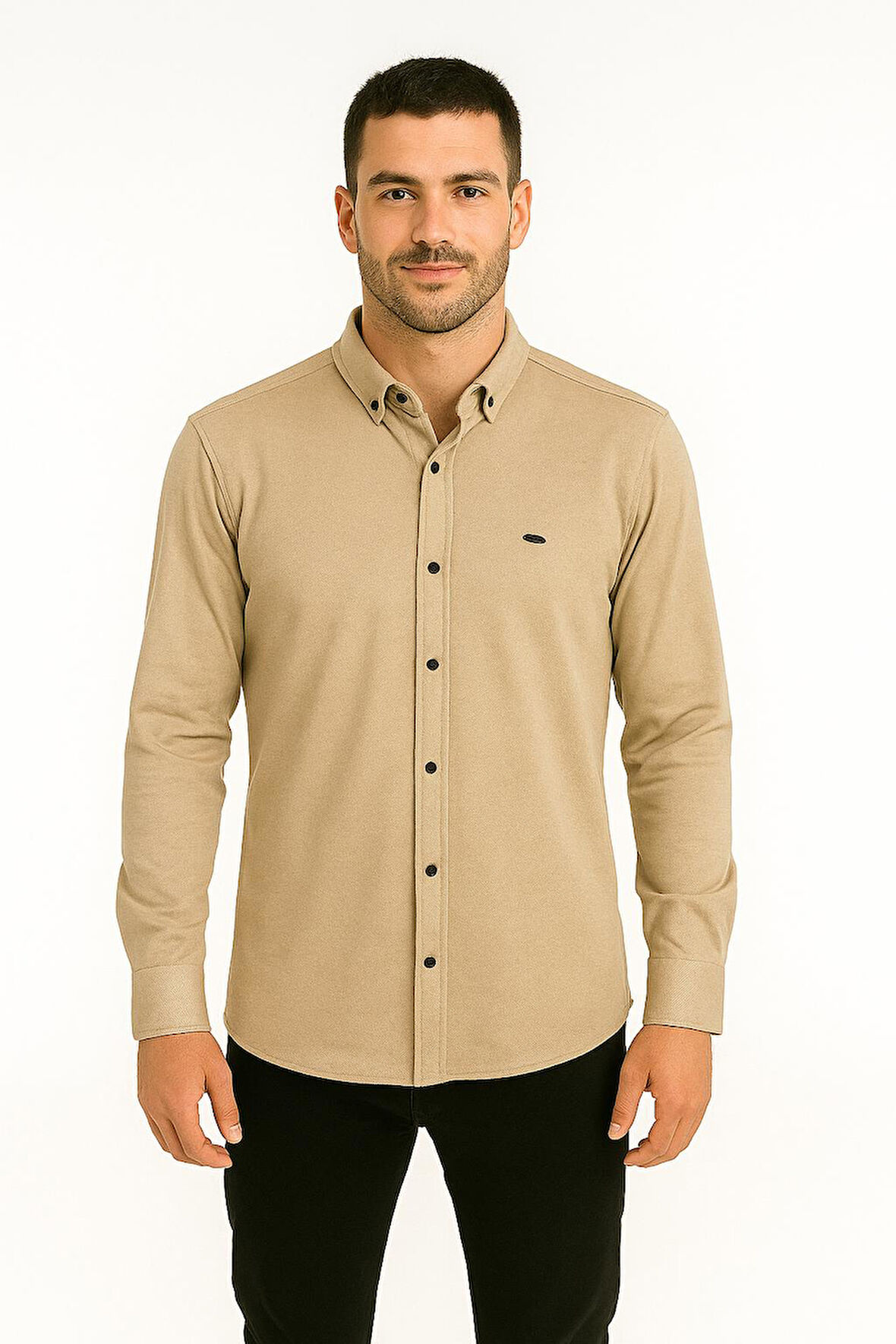 Cafes Uzun Kol Slim Fit Erkek Gömlek - 7434