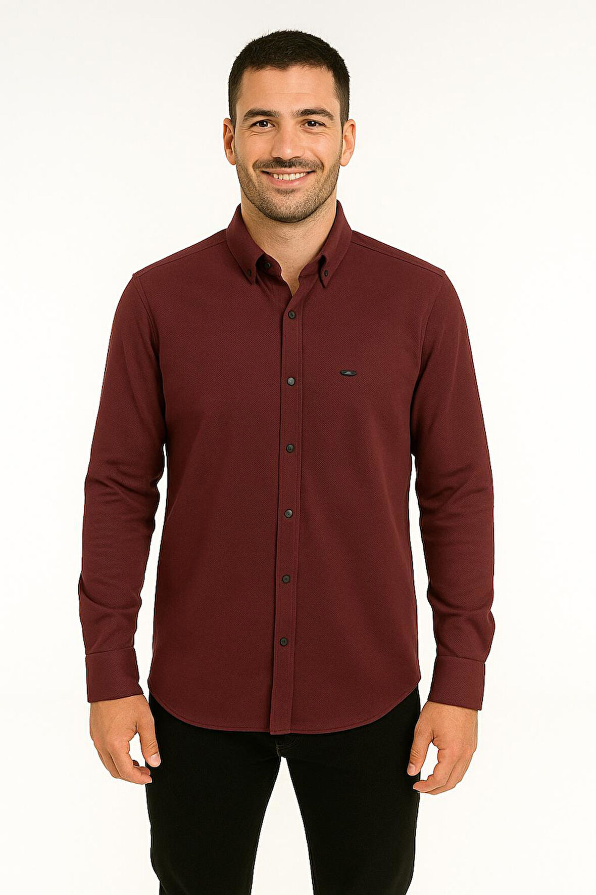 Cafes Uzun Kol Slim Fit Erkek Gömlek - 7434