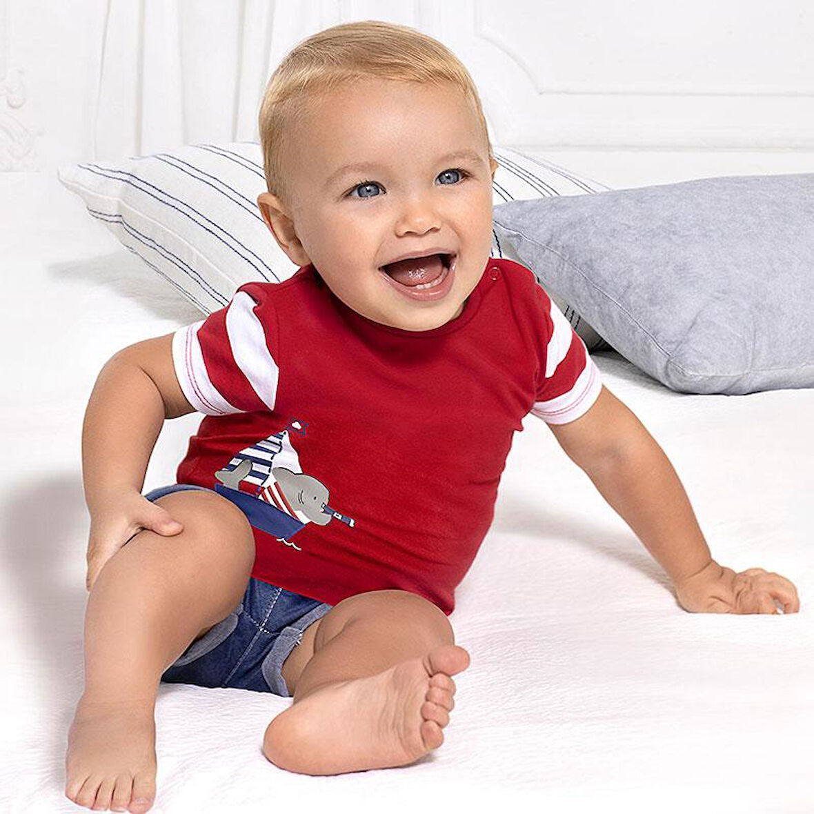 Mayoral  erkek bebek denim şort t-shırt 2 li set