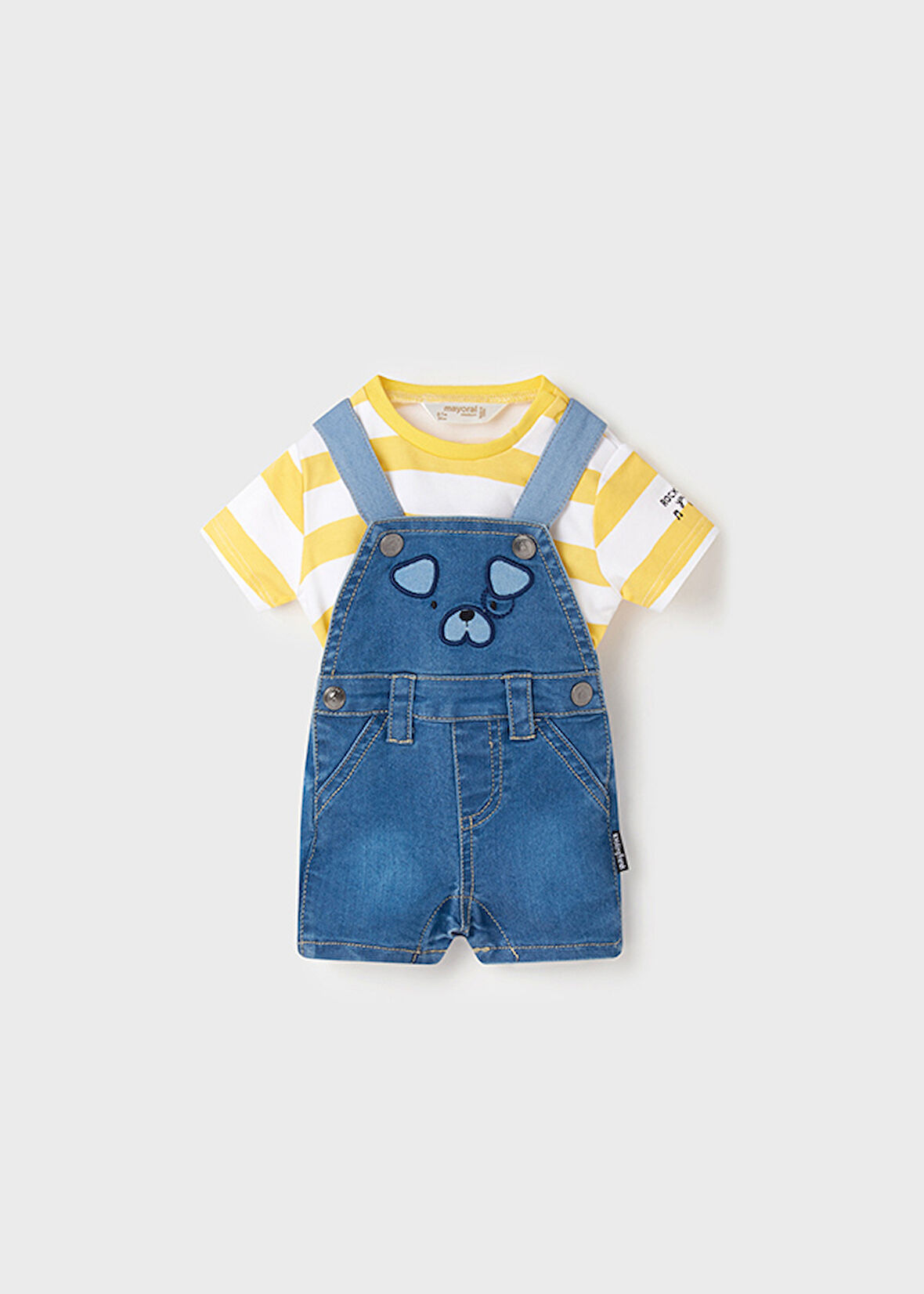 Mayoral erkek bebek yazlık tişört denim solapet şort 2 li set 1680