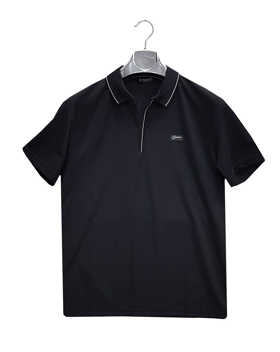 Gewer Fermuarlı Yakalı Slim Fit Kısa Kol Erkek Tişört-6726