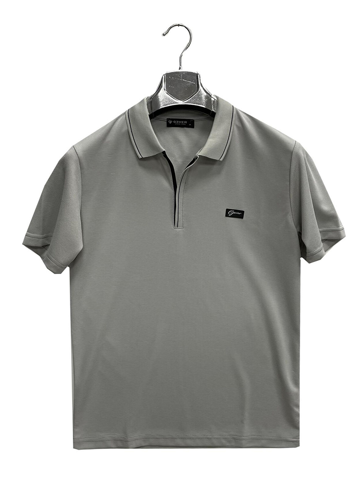 Gewer Fermuarlı Yakalı Slim Fit Kısa Kol Erkek Tişört-6814
