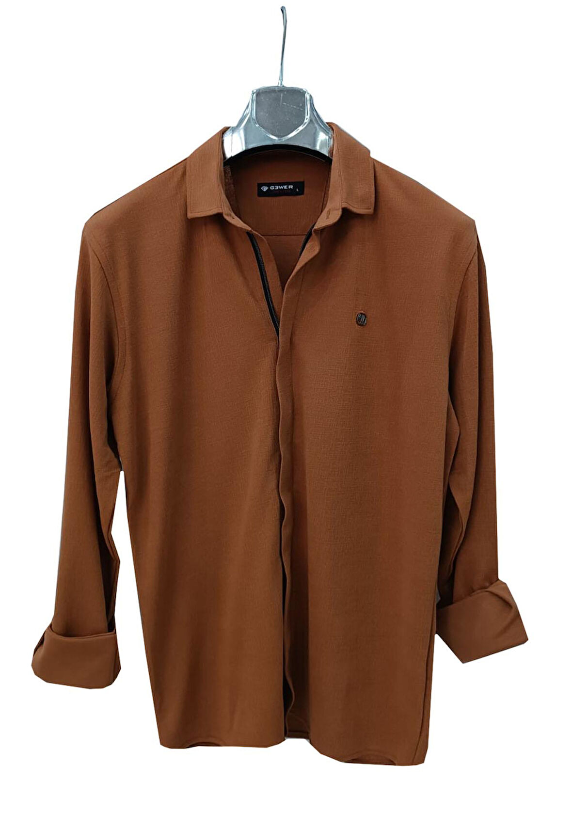 Gewer Uzun Kol Slim Fit Erkek Fermuarlı Gömlek