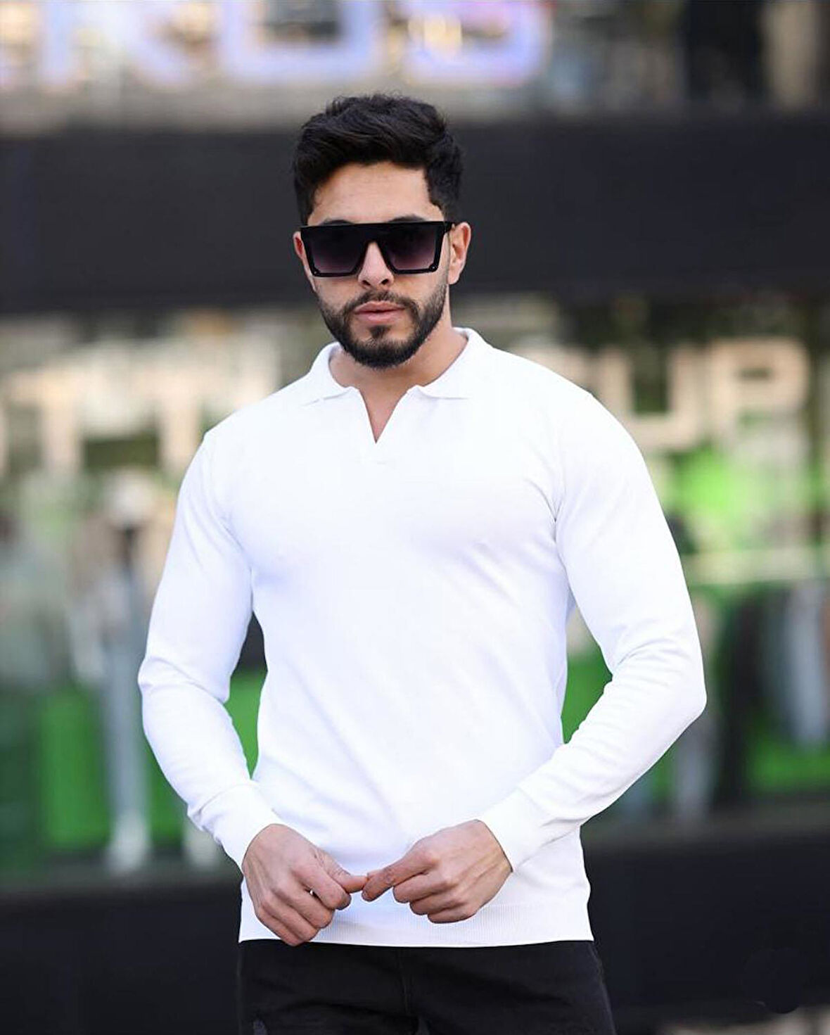 Gewer Polo Yaka Uzun Kol Erkek Örme Triko-7152