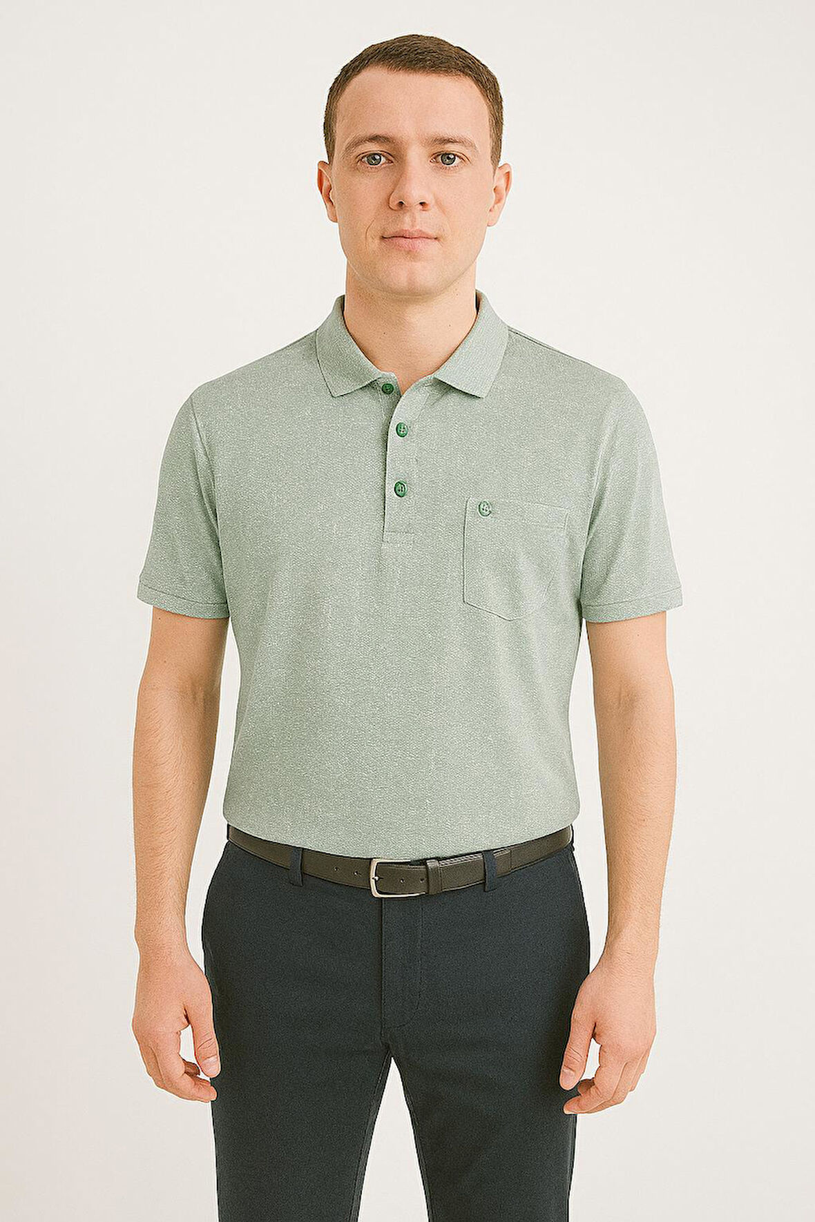 Ercan Büyük Beden Yakalı Klasik Kısa Kol Cepli Erkek Tişört 7345