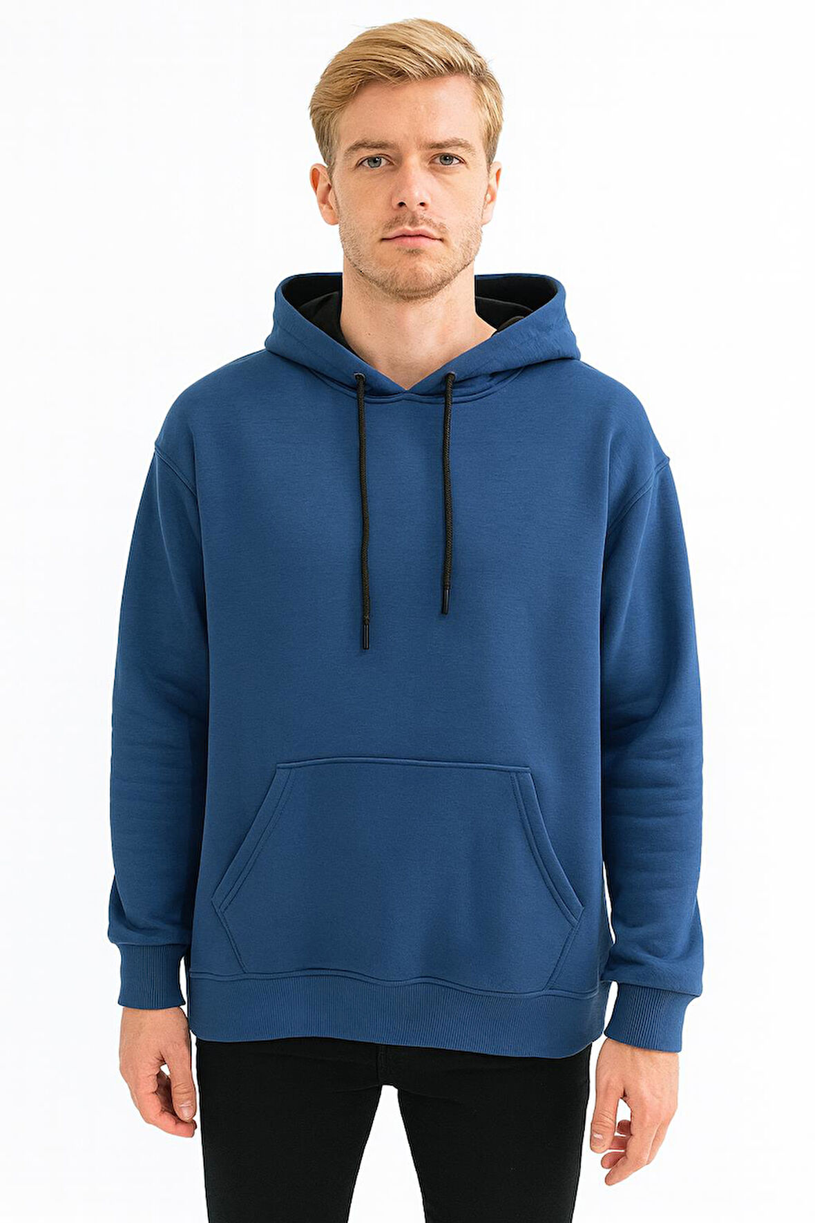 Erkek Oversize Uzun Kol Kapşonlu Sweatshırt-7386