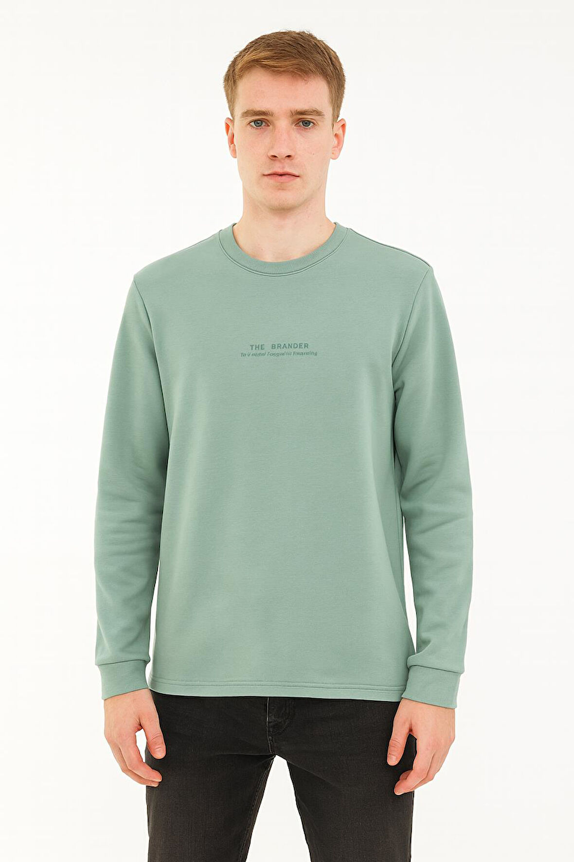 Erkek Slim Fit Uzun Kol Sıfır Yaka Sweatshırt-7390