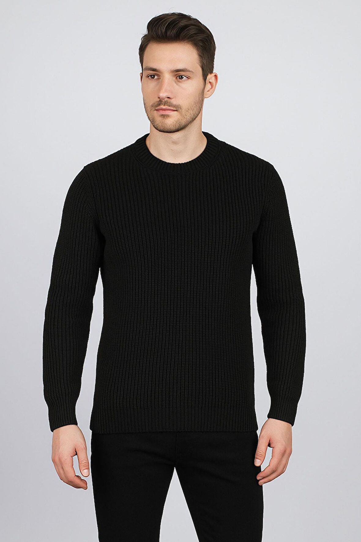 Huffa Slim Fit Bisiklet Yaka Uzun Kol Erkek Triko - 7429