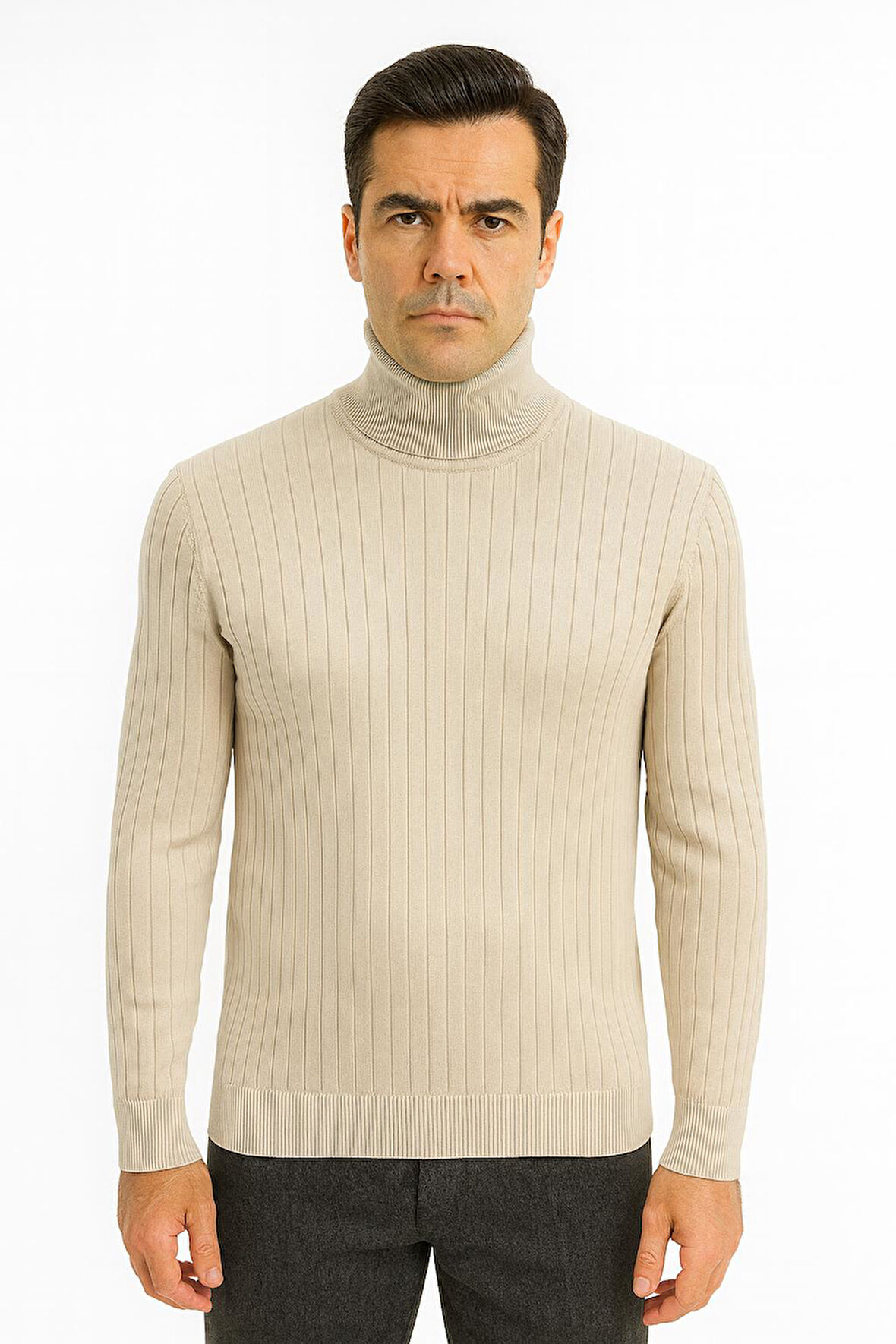 Huffa Desenli Erkek Slim Fit Boğazlı Erkek Triko-7431