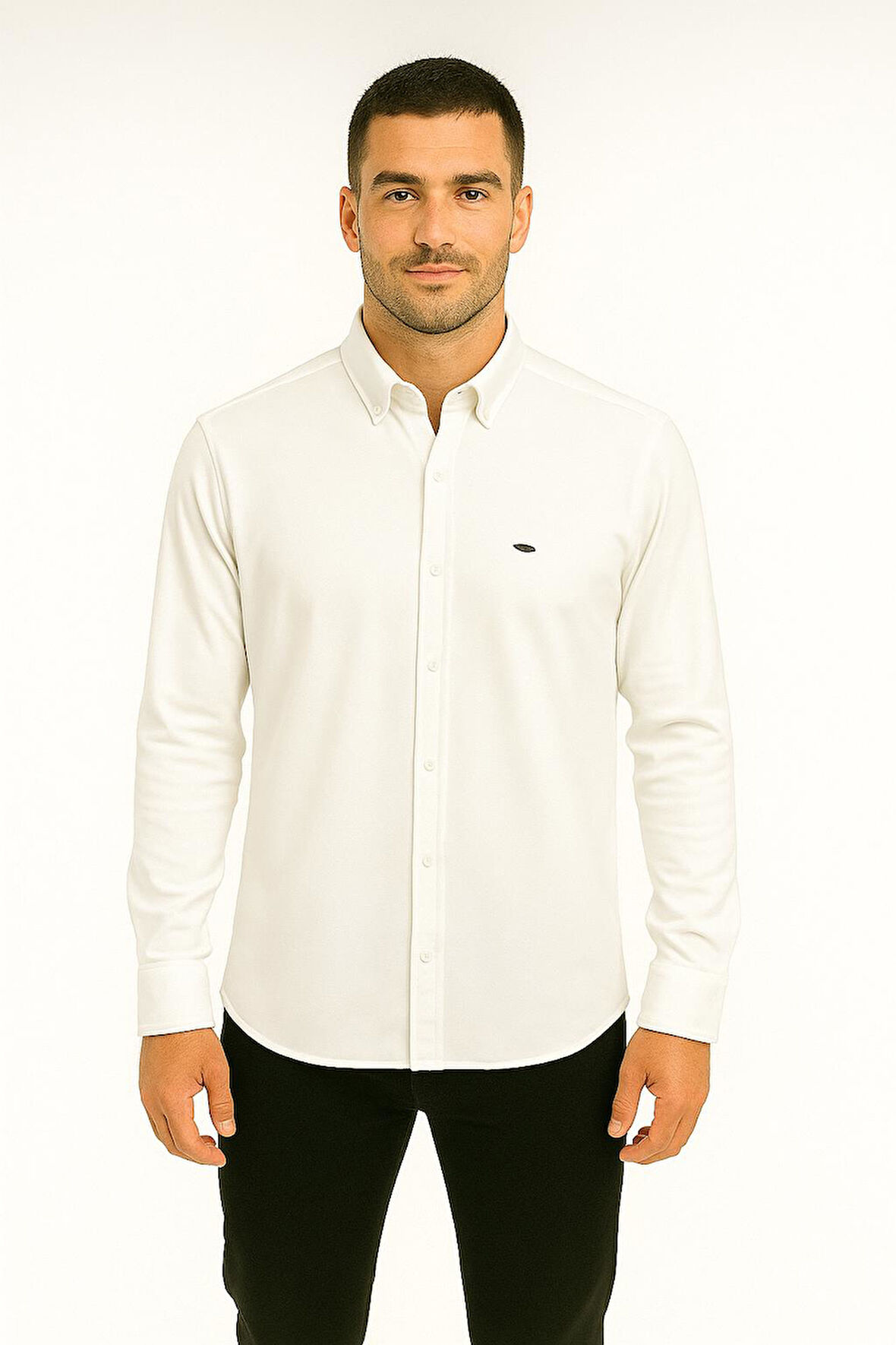 Cafes Uzun Kol Slim Fit Erkek Gömlek - 7433