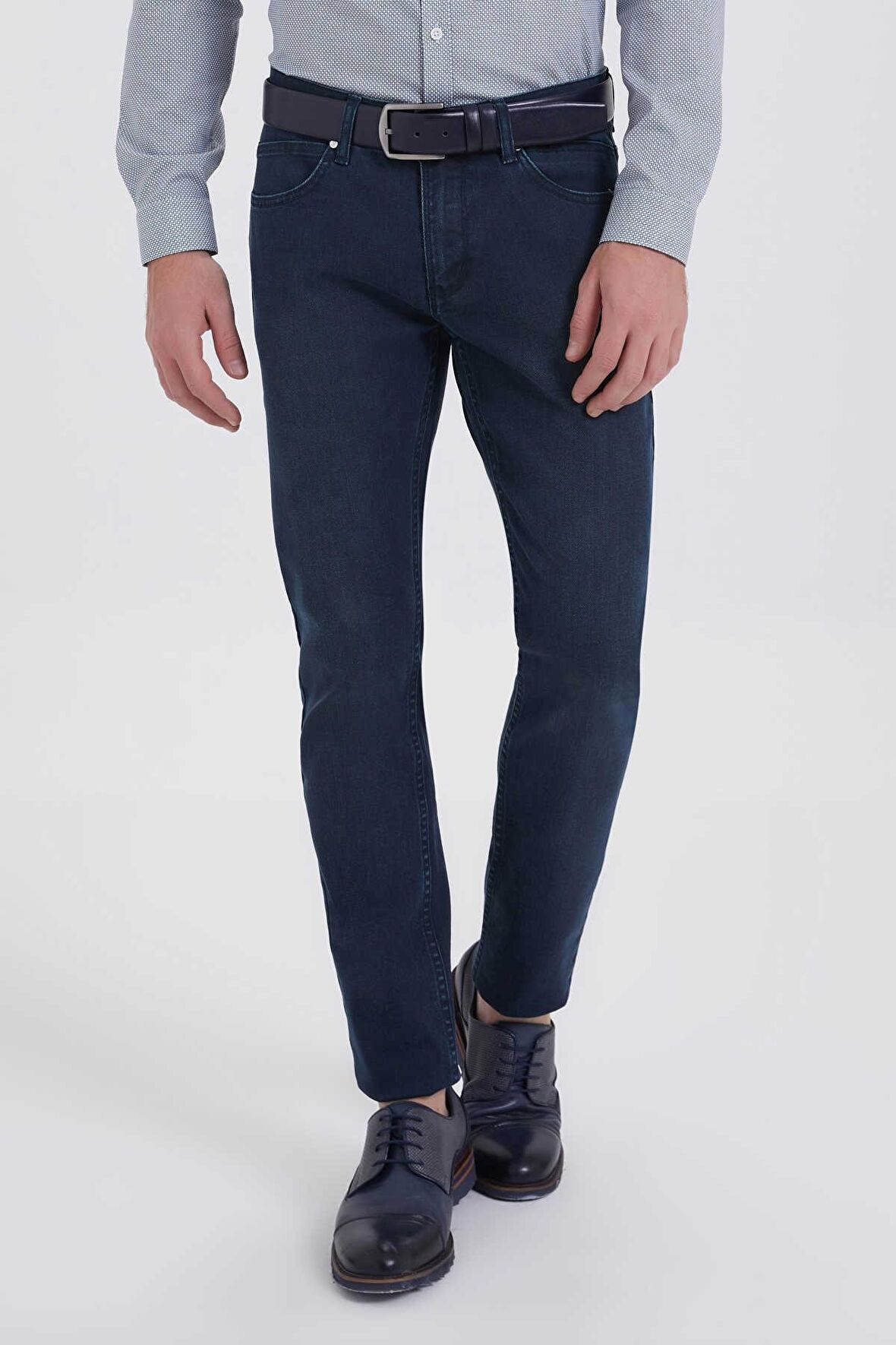 Black Lee Denim Regular Fİt Mavi Likralı Erkek Kot Pantolon-4845