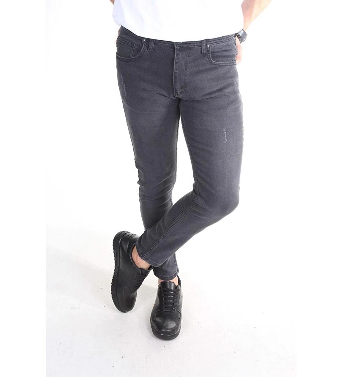 Dennys Denim Skınny Fit Gri Erkek Pantolon-5677