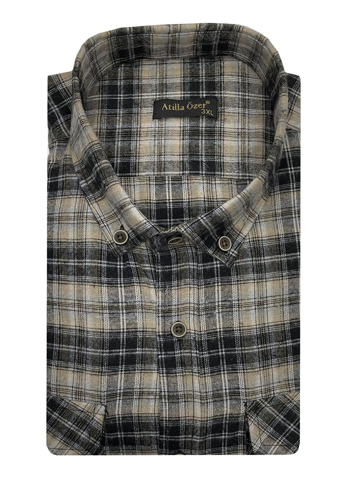 Atilla Özer Büyük Beden Çift Cep Klasik Kışlık Kaşmir Gömlek-7002