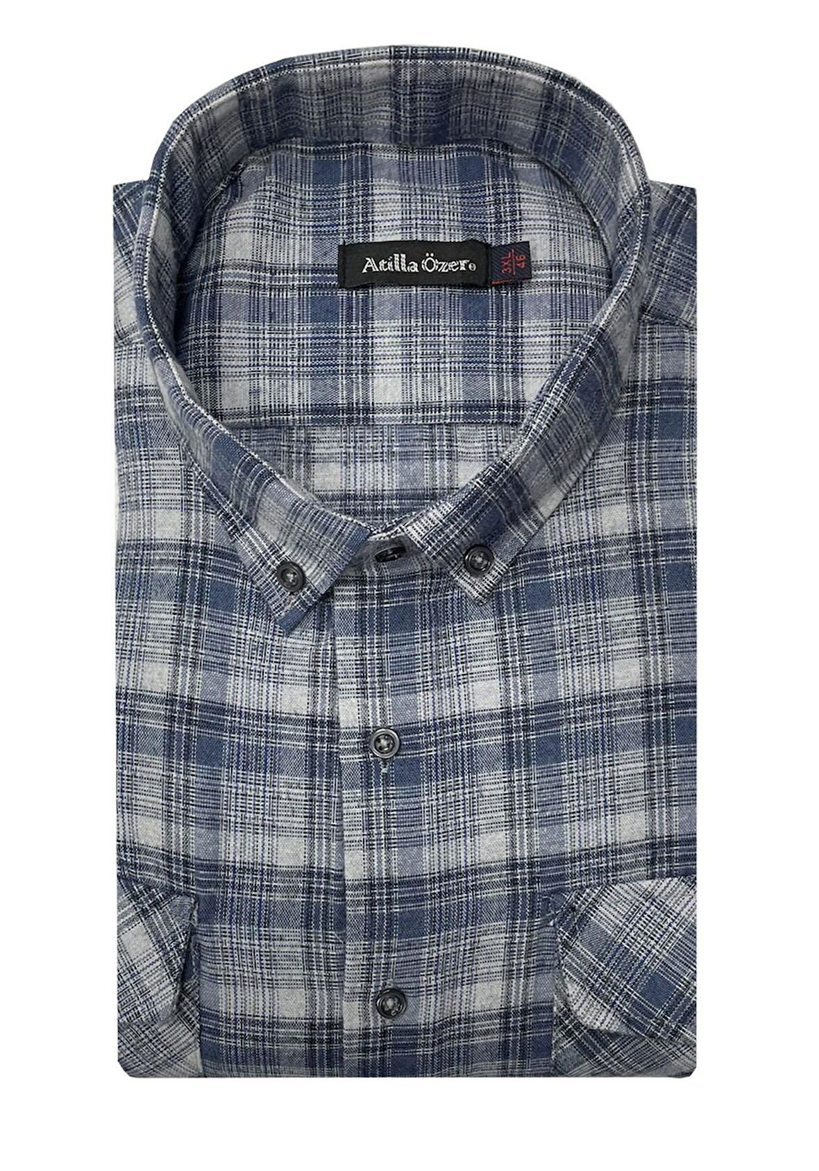 Atilla Özer Büyük Beden Çift Cep Klasik Kışlık Kaşmir Gömlek - 7462