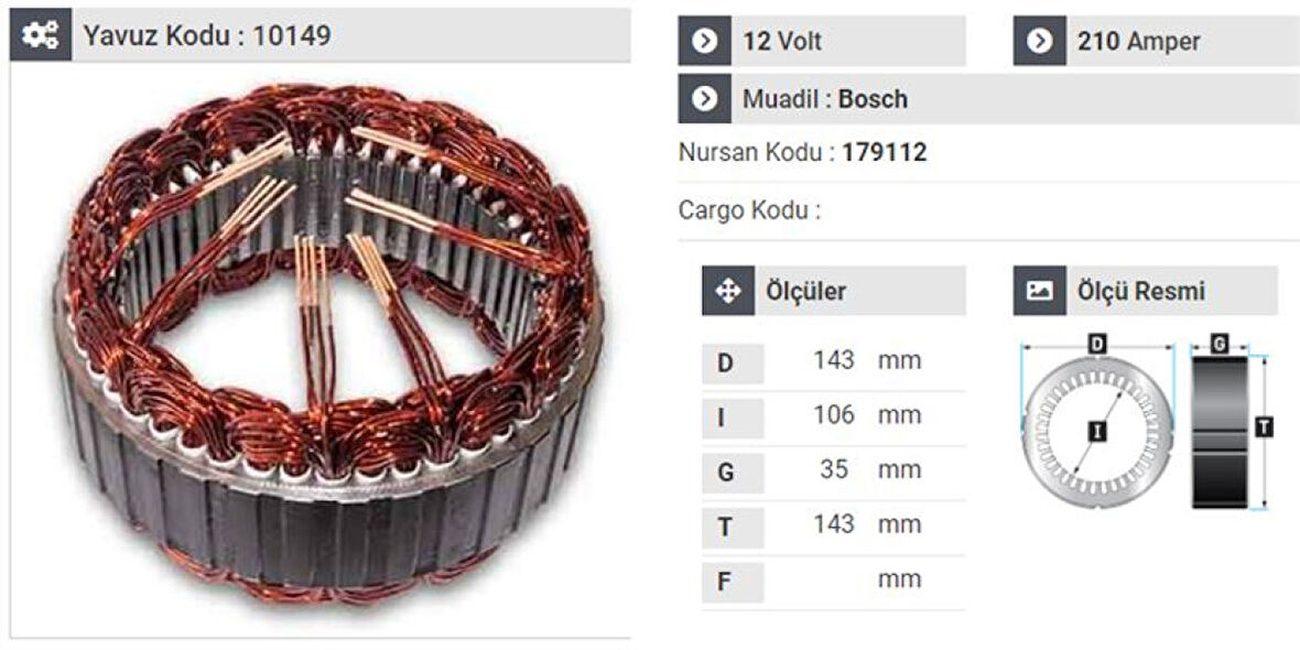 Ford Stator Bosch Tipi 12v 210 Amp 6 Cikis Transıt - Yavuz 10 149