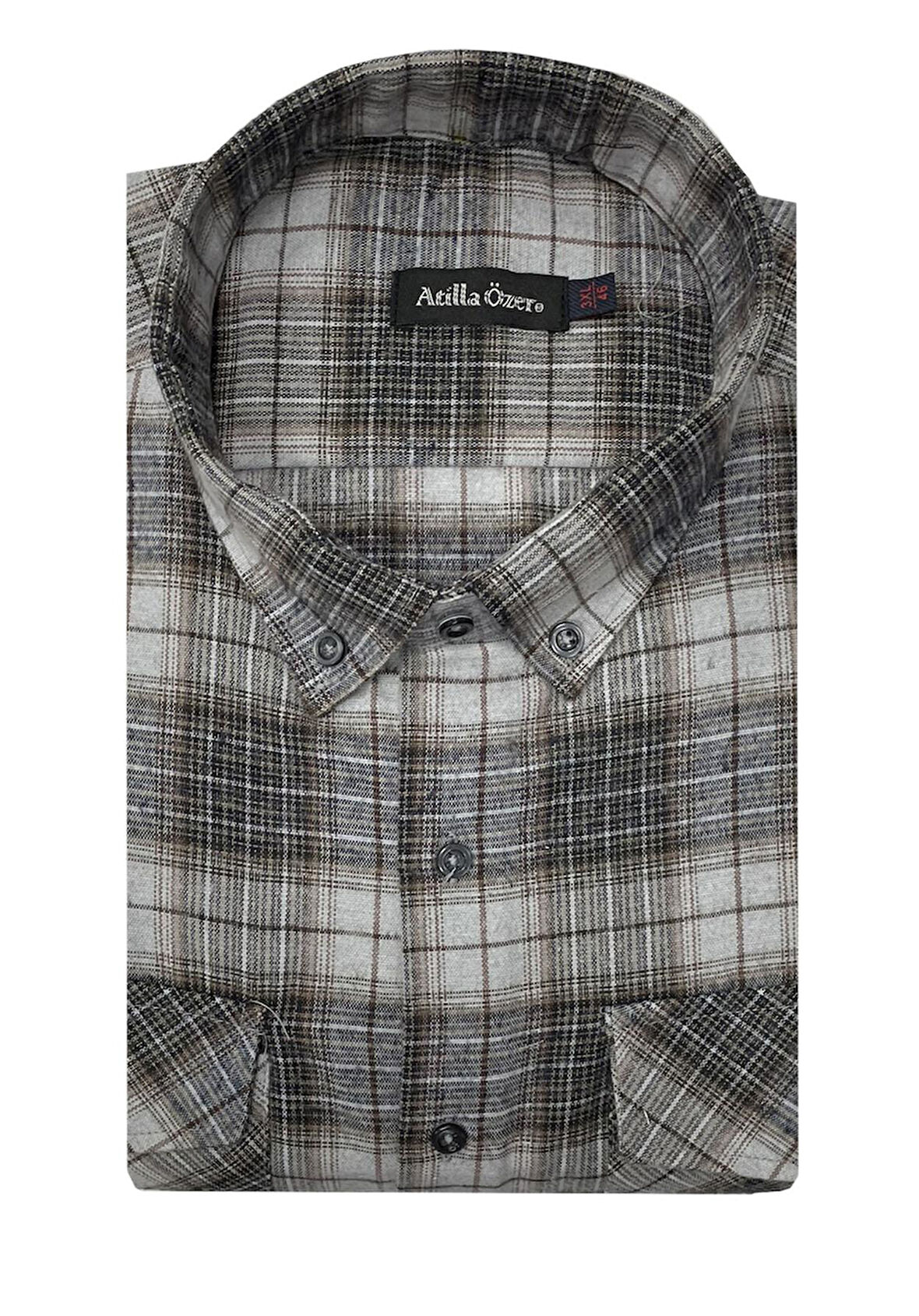 Atilla Özer Büyük Beden Çift Cep Klasik Kışlık Kaşmir Gömlek - 7462