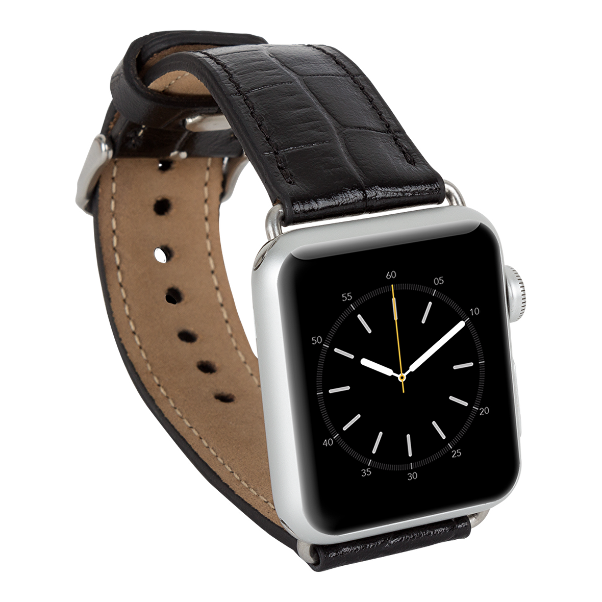 Bouletta Apple Watch Uyumlu Deri Kordon 42-44-45mm Kroko Siyah